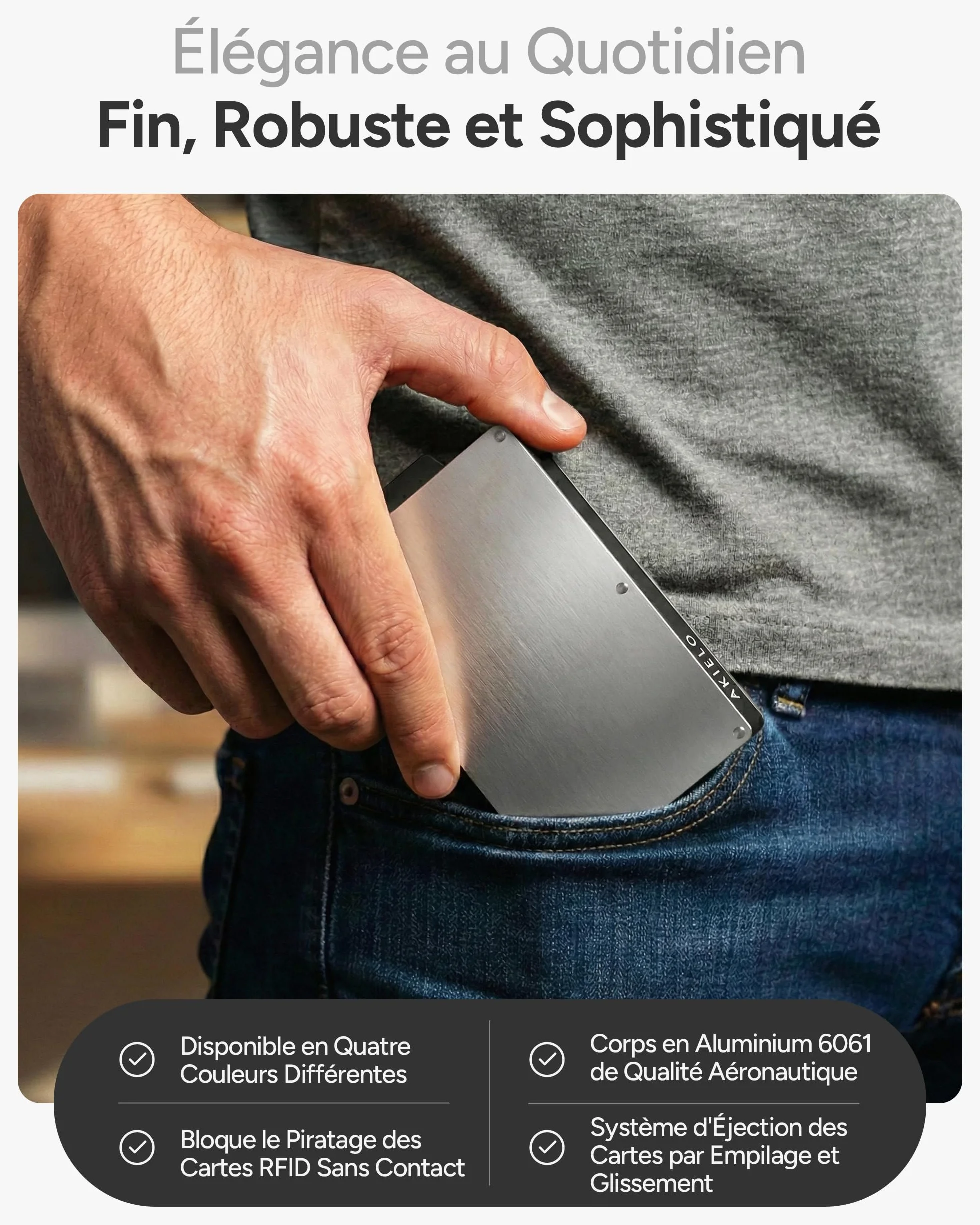 Portefeuille Homme AKIELO RFID Blocage avec Coffret Cadeau Protection Carte Bancaire sans Contact