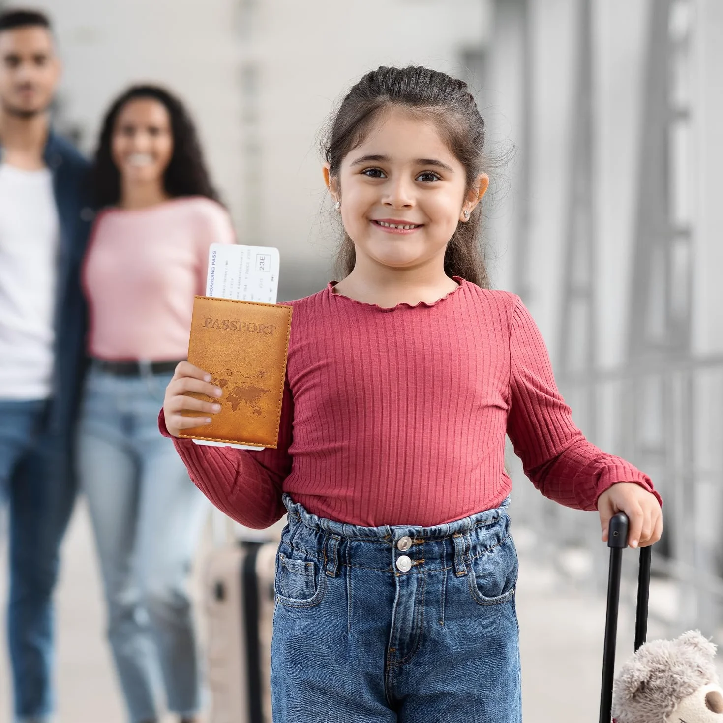 Porte-passeports en cuir PU lot de 2, portefeuille de voyage pour passeport, cartes, marron et bleu clair