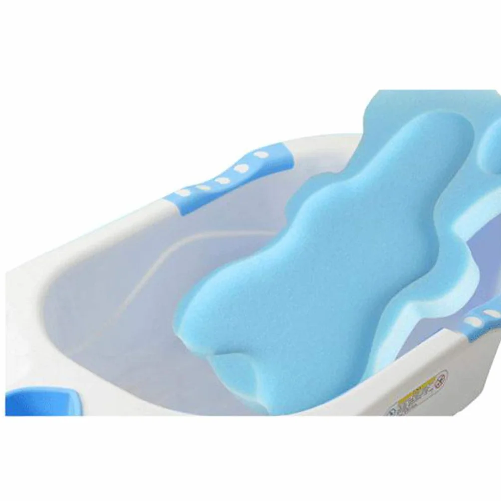 Perfeclan Siège éponge de bain pour bébé, Tapis antidérapant mignon, Coussin de sécurité pour enfants, Bleu