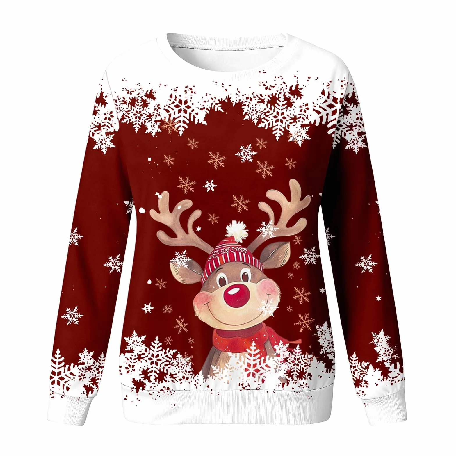 Sweatshirt Fille Noël Enfant À Manches Longues Col Rond Imprimé Chaud 7-17 Ans