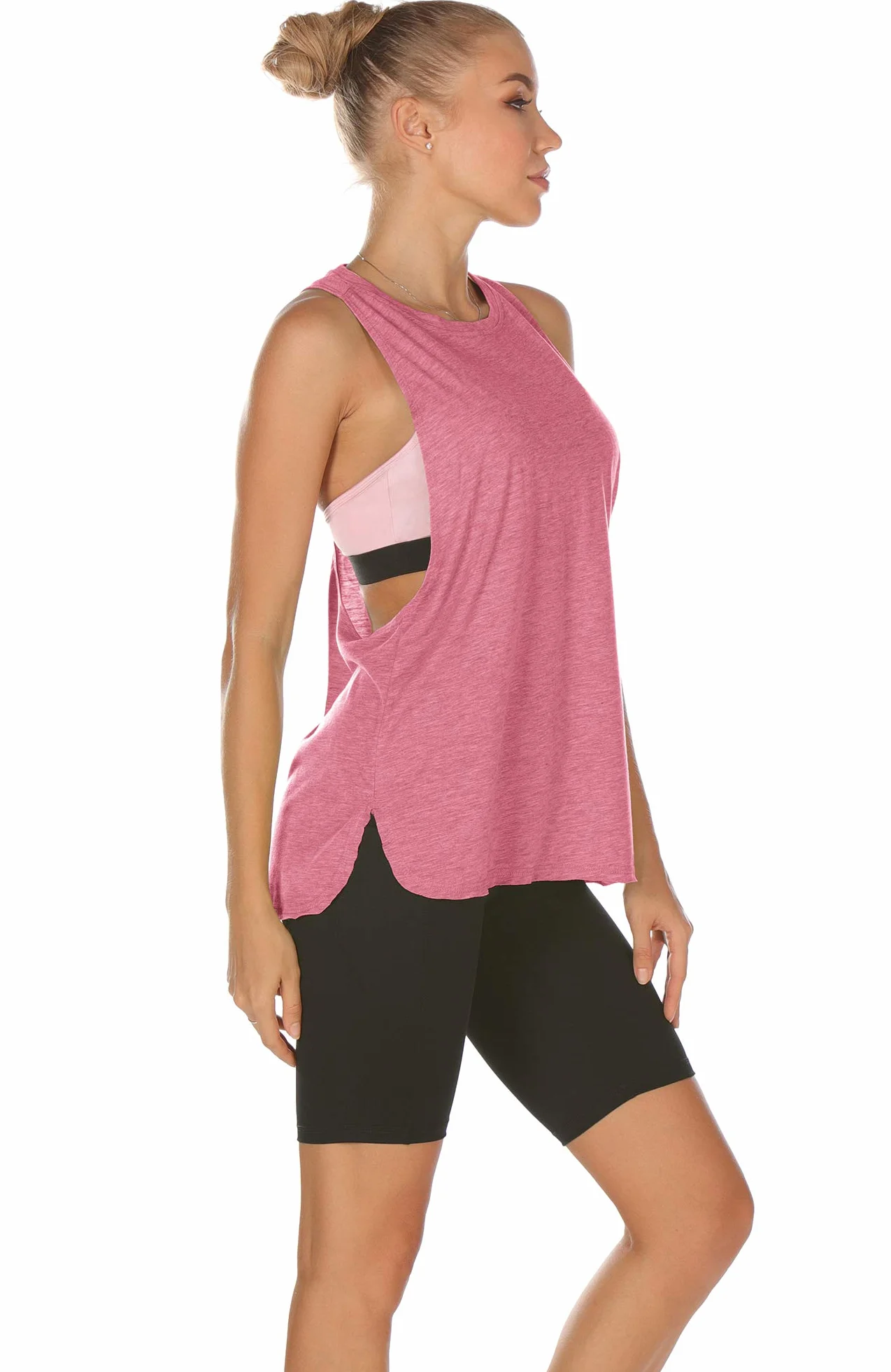 icyzone Femmes Débardeur Sport sans Manches Yoga Tank Tops Paquet de 3