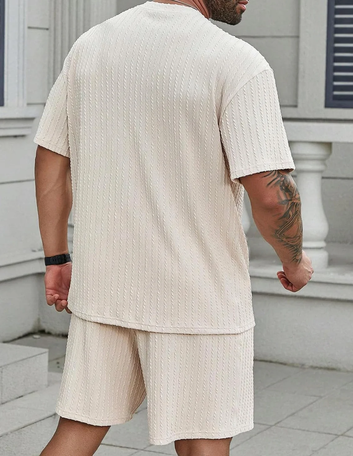 Survêtement Homme Jogging 2 Pièces Tracksuit T-shirt Short Vacances Plage