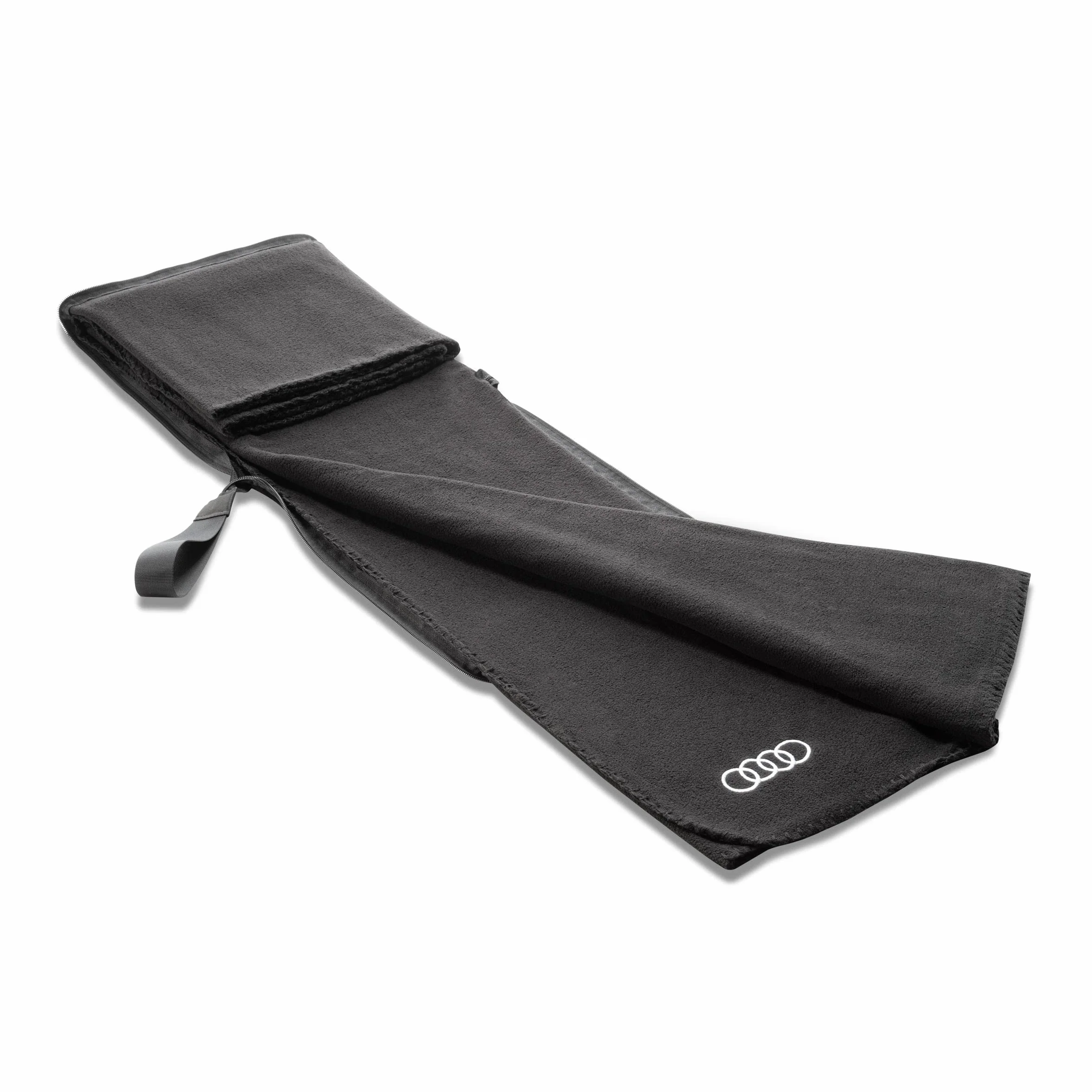 Audi Couverture Polaire 2 en 1 Coussin Pliable Noir Logo Anneaux