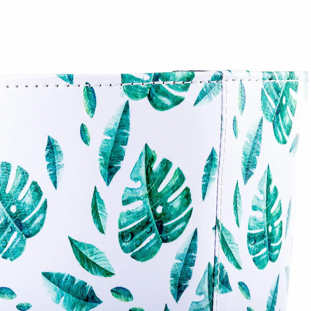 Poubelle en cuir étanche 10 L pour chambre d'enfant vert tropical