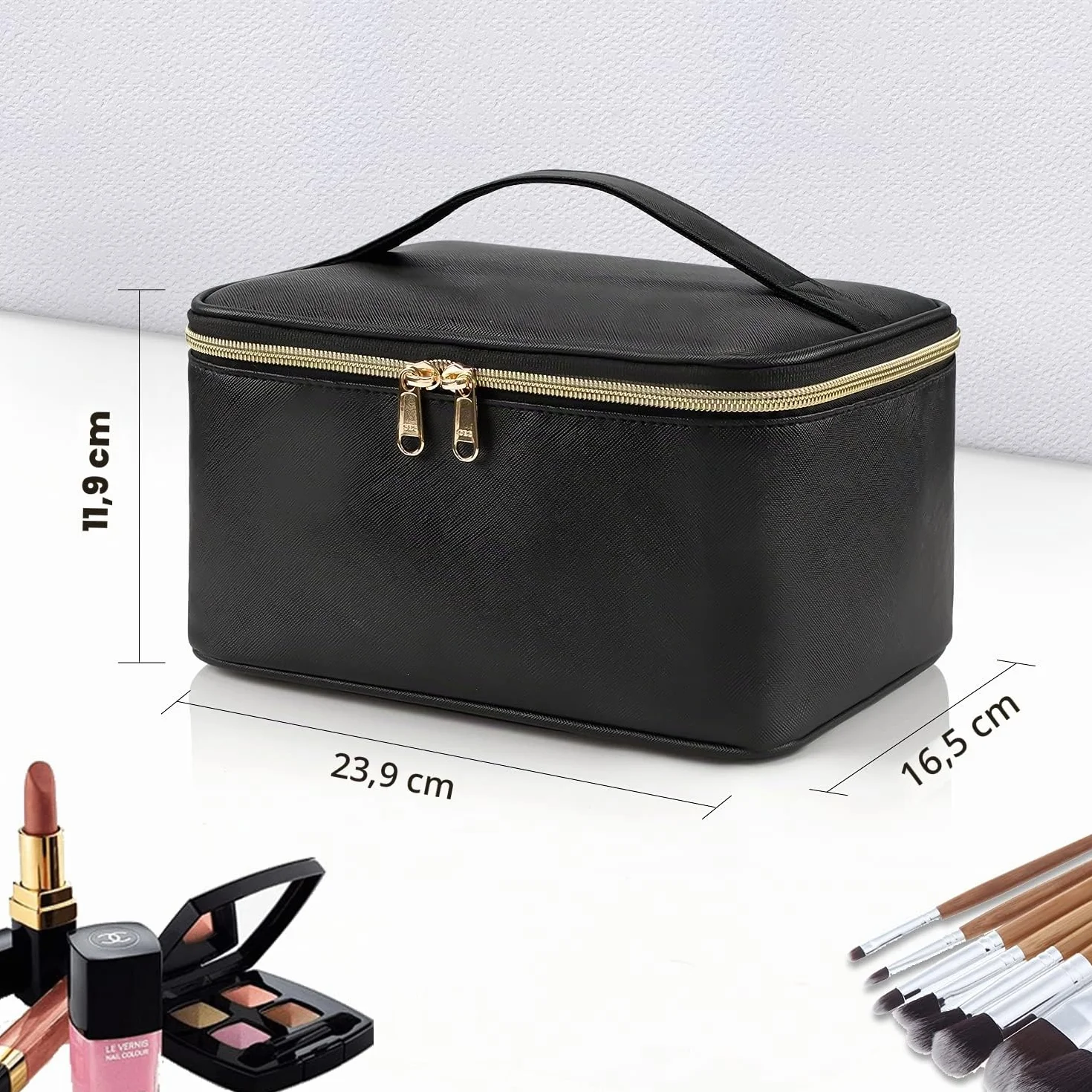 Trousse de maquillage pour femme grande voyage avec poignée et séparateur