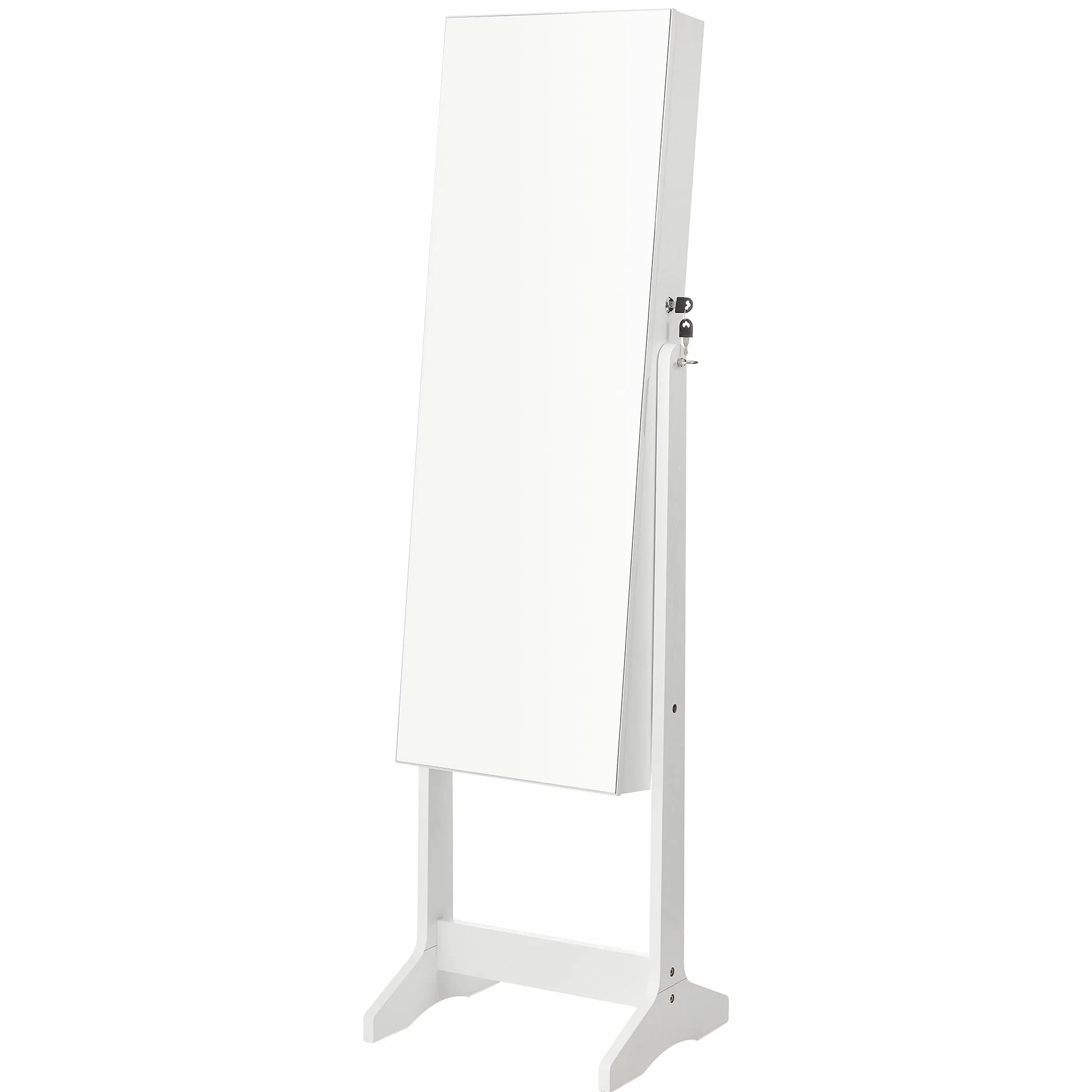 SONGMICS JJC002W01 Armoire à bijoux avec miroir, debout, verrouillable, blanc