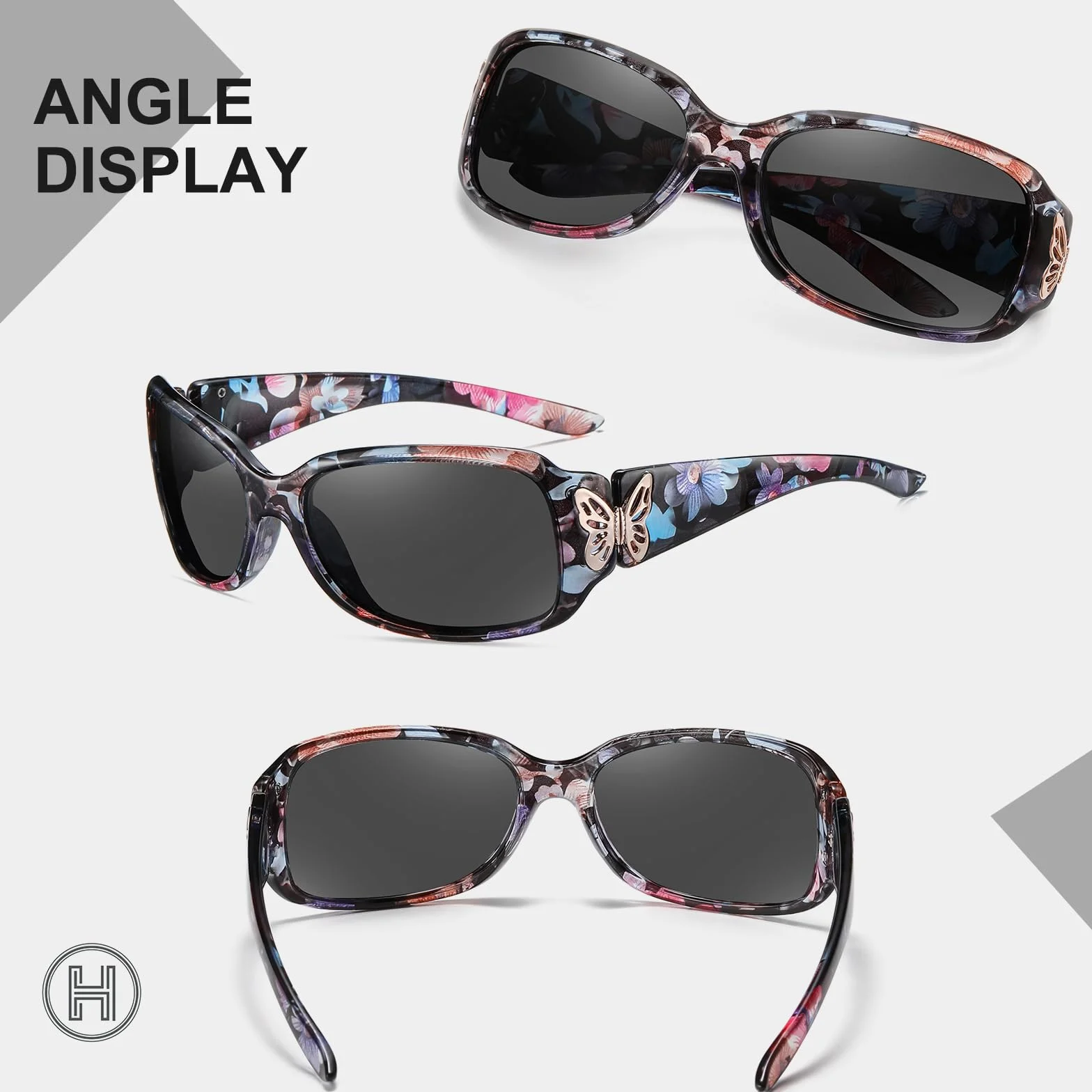 HAOLOTA Lunettes de soleil polarisées femme enveloppantes strass UV400