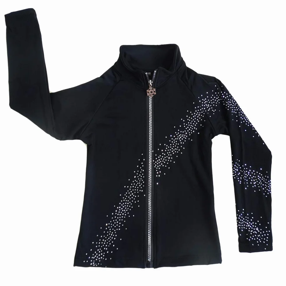 LIUHUO Veste de patinage artistique pour filles Noir entraînement spectacle