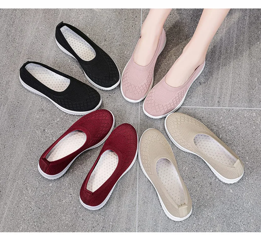 Femmes Chaussures de Marche sans Lacets Semelle Souple Confortable Fitness Sneakers