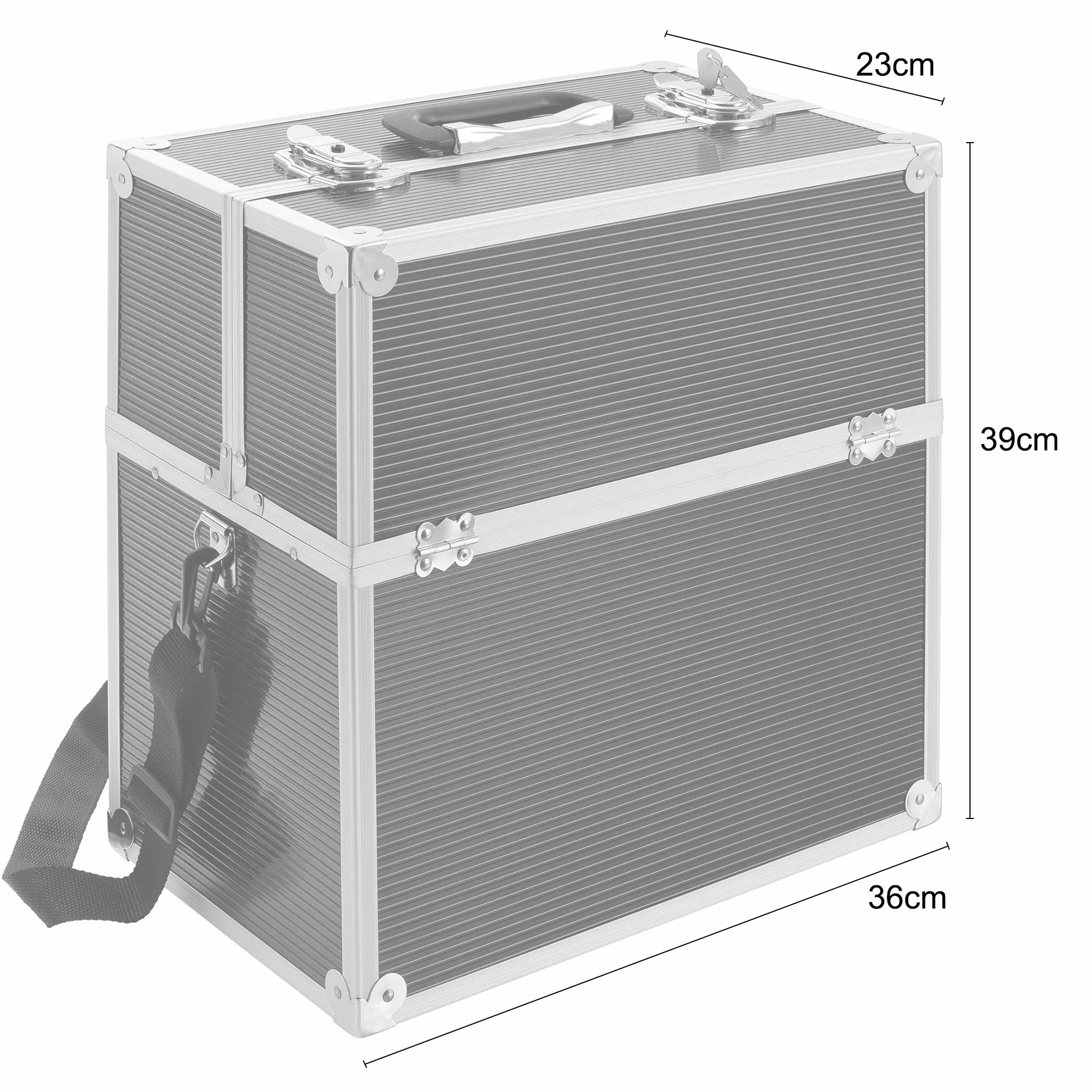 Arebos Valise cosmétique 26L 13 Compartiments Serrure et clé incluses étages dépliables 8 séparateurs 39 x 36 x 23 cm Noir
