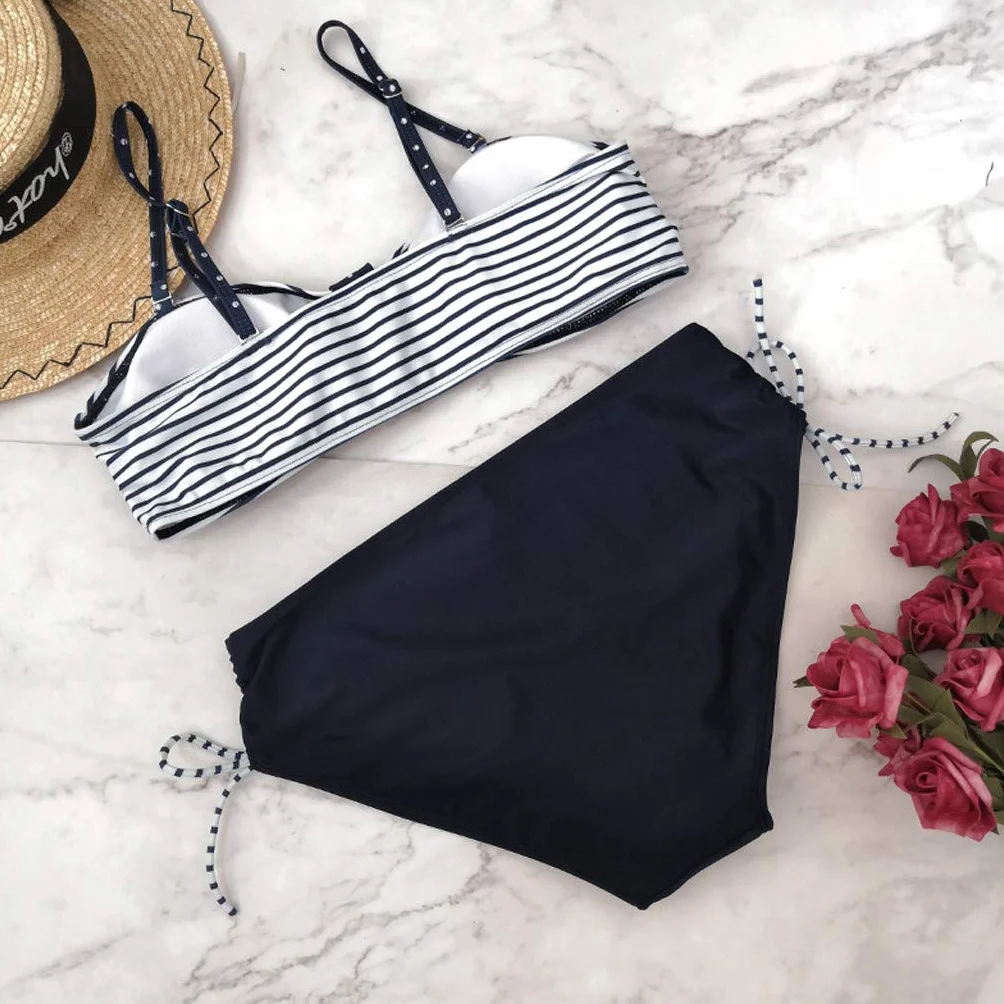 Maillot de Bain Maternité 2 Pièces Femmes Bikini Taille Haute Grossesse