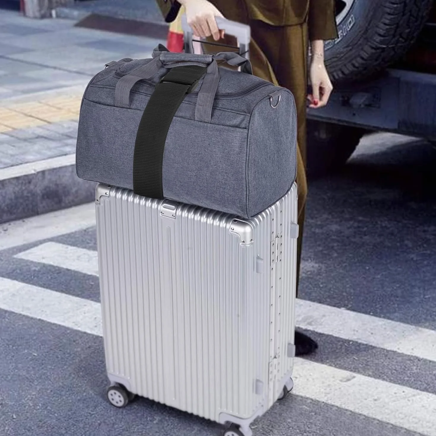 Sangles Fixation Élastiques pour Bagages Réglables Valises Voyage 2 Pièces