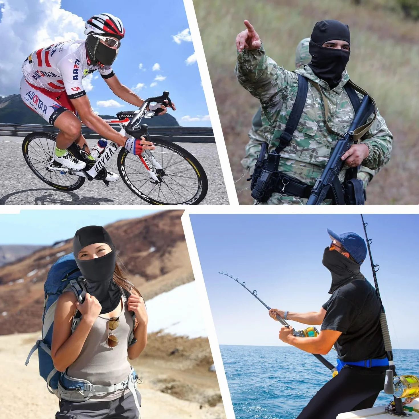 Cagoule d'été moto en soie glacée protection UV respirante rafraîchissante noire