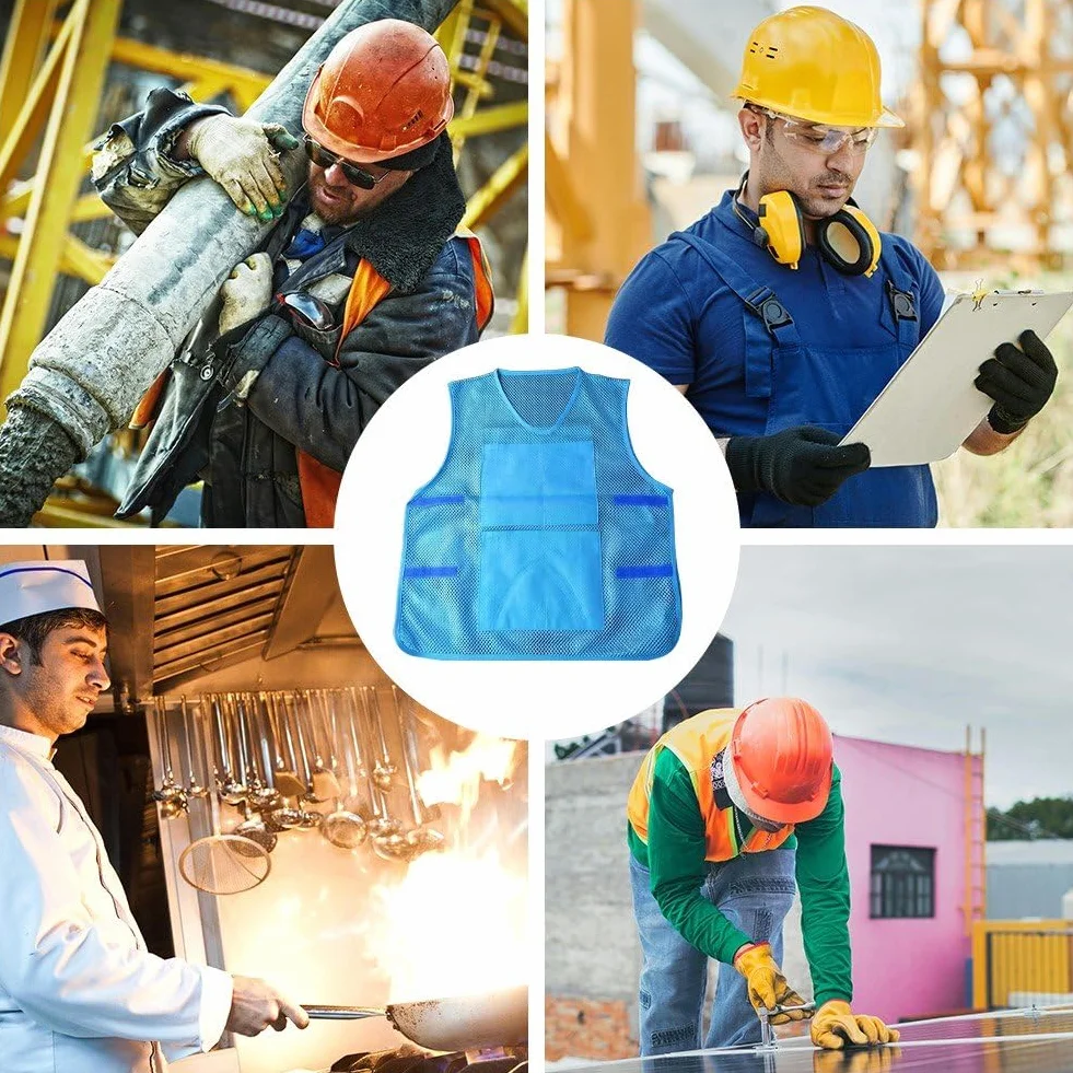 Gilet Rafraîchissant avec 8 Packs de Glace, Gilet de Refroidissement Réglable Imperméable