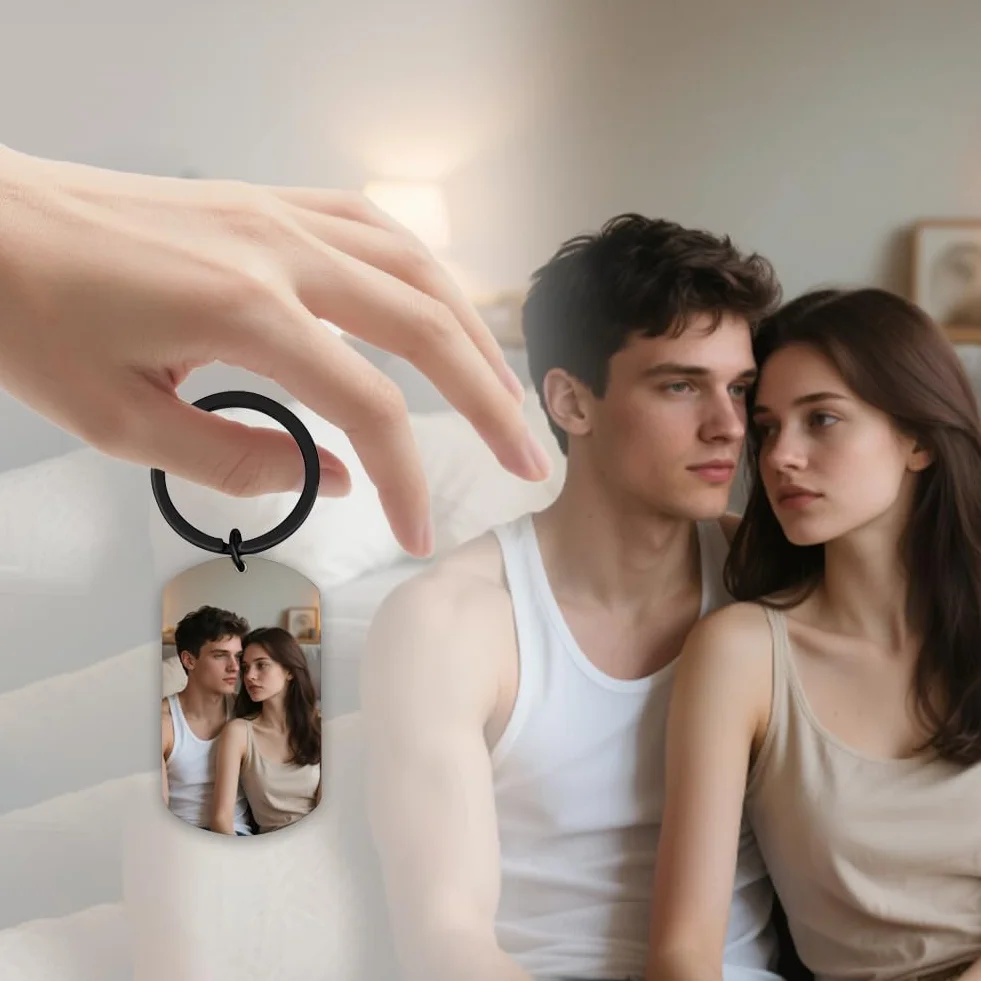 Porte-clés personnalisé photo texte Saint-Valentin anniversaire pour lui mari