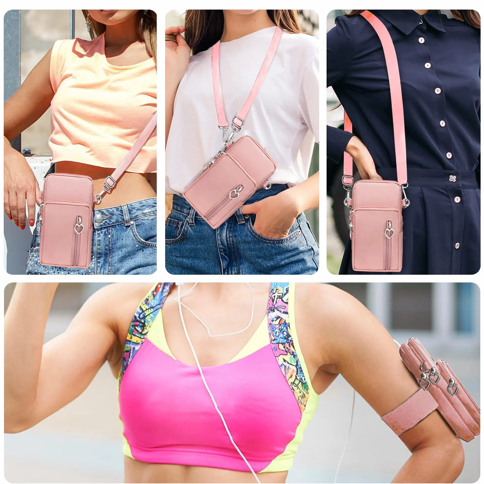 Sac Pochette Téléphone Portable Femme Bandoulière Réglable Running Armbag