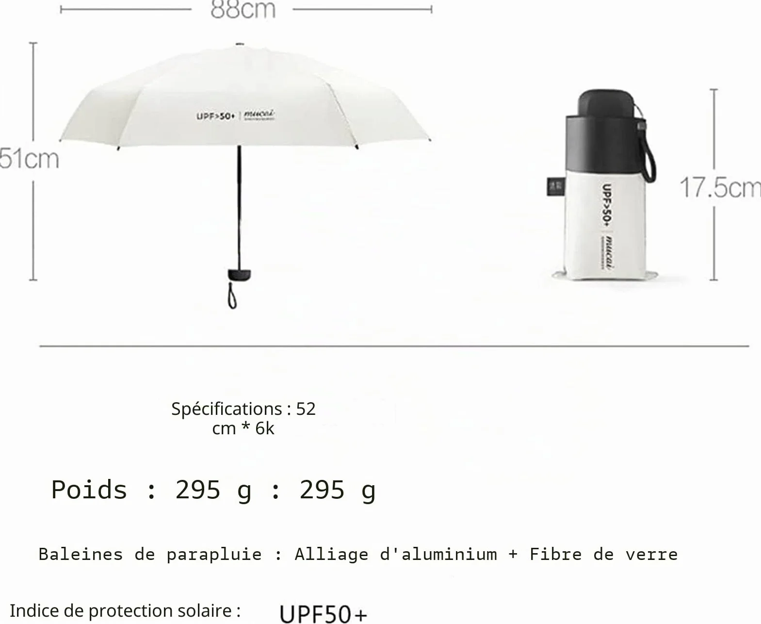 Parapluie Pliant Anti-UV Étanche Ultra Léger Compact Ombrelle Voyage