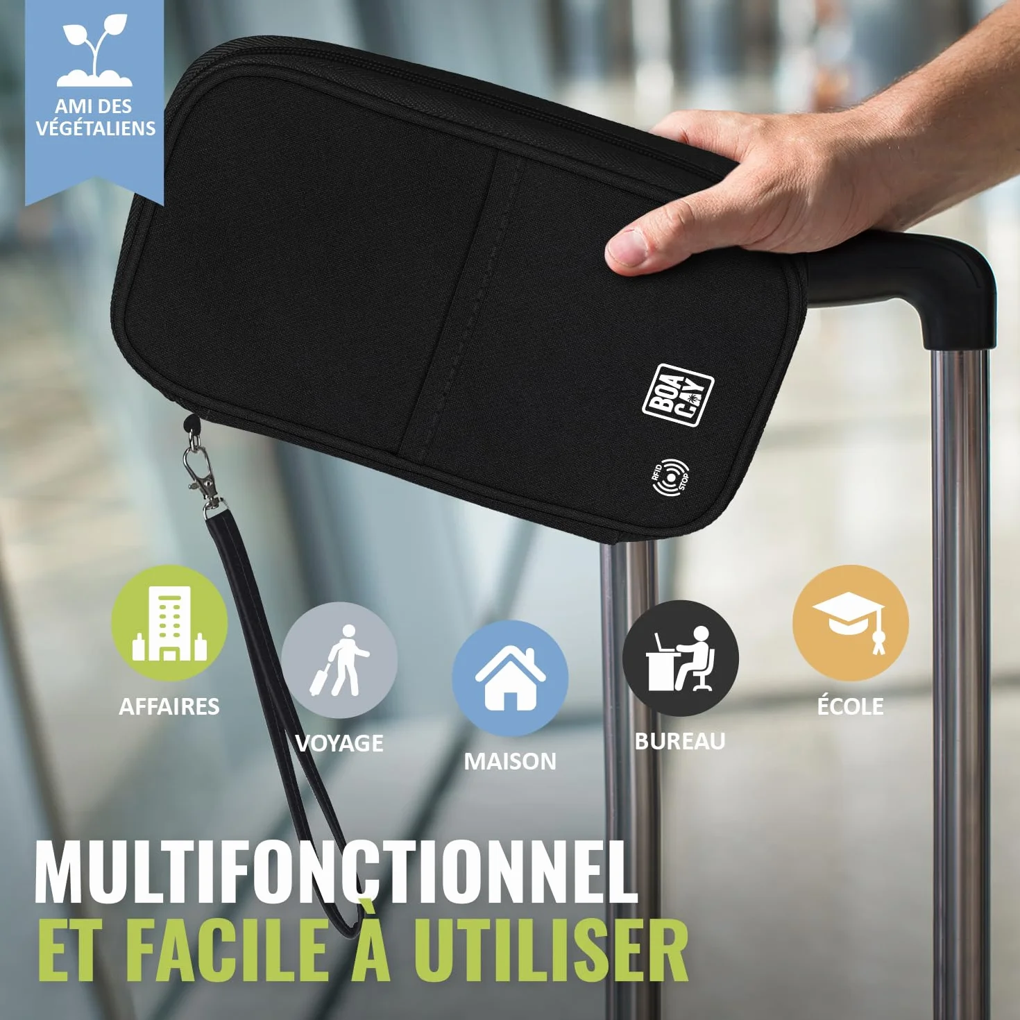 BOACAY Pochette Passeport Familial RFID avec Portefeuille Étui Voyage Femme Homme