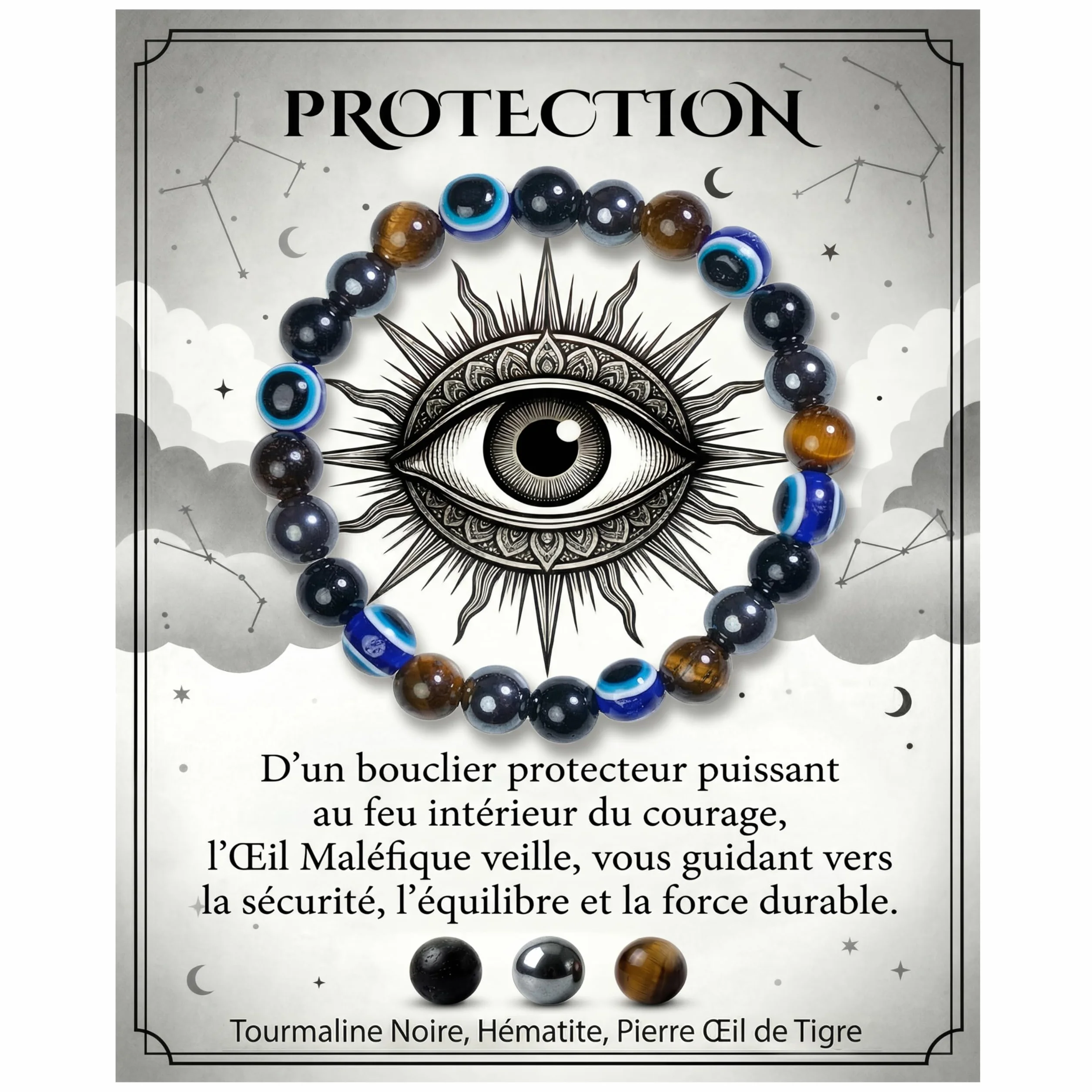 Bivei Bracelet Élastique 8MM Pierre Naturelle Homme Femme