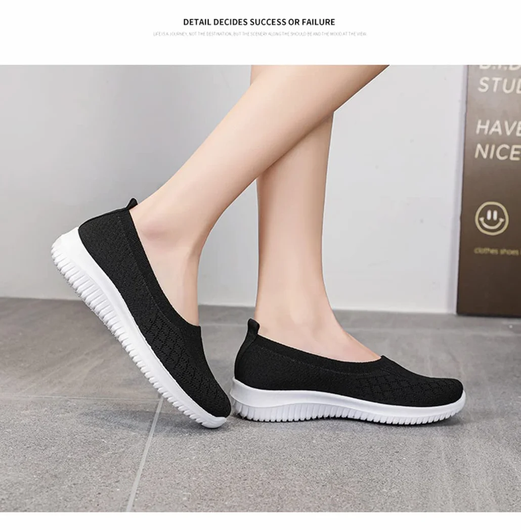 Femmes Chaussures de Marche sans Lacets Semelle Souple Confortable Fitness Sneakers