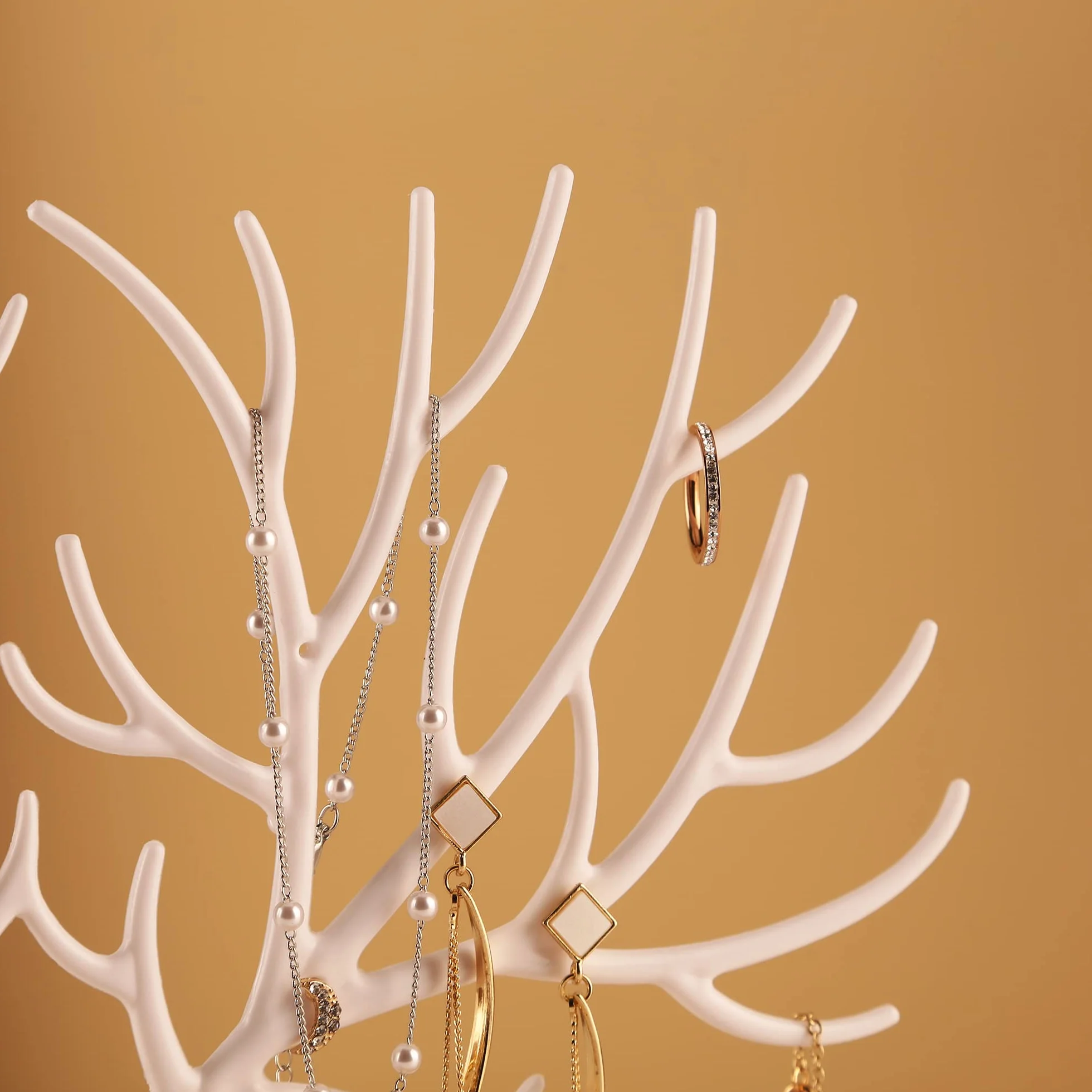 MORE&LESS Présentoir de bijoux en bois de cerf, rangement pour bagues boucles d'oreilles collier bracelet