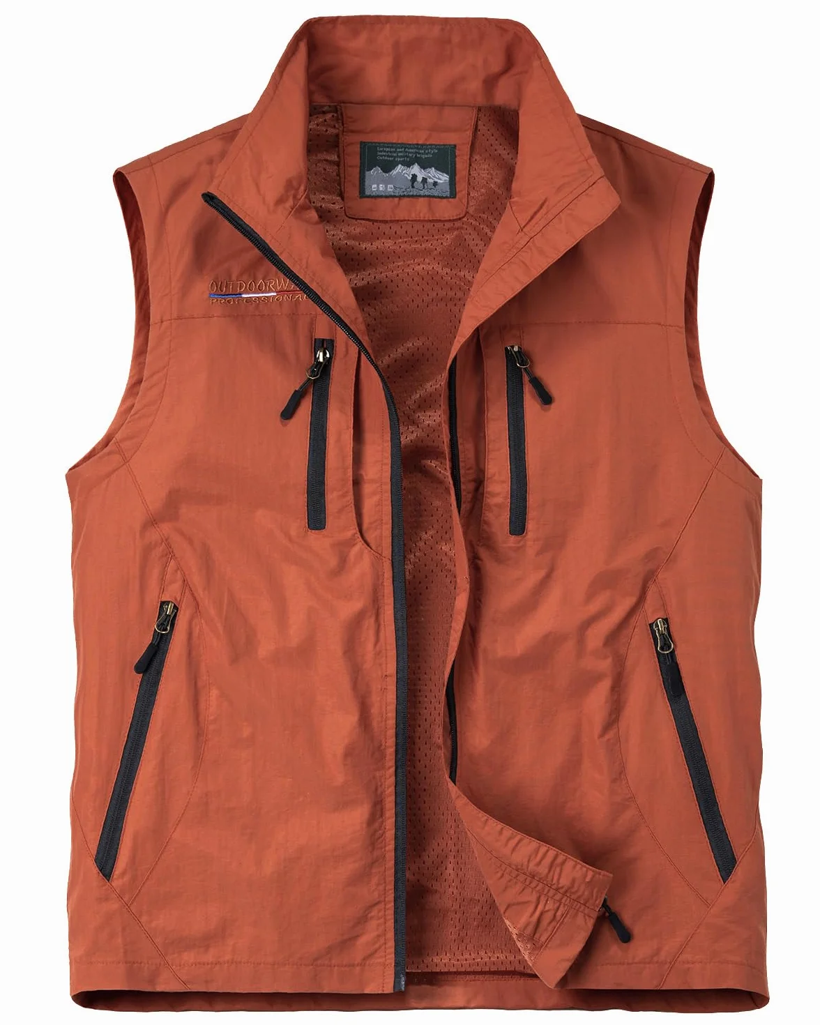 Gilet de Pêche Homme Sans Manches Collier à Pied Multipoches Léger pour Photographie Plein Air Randonnée
