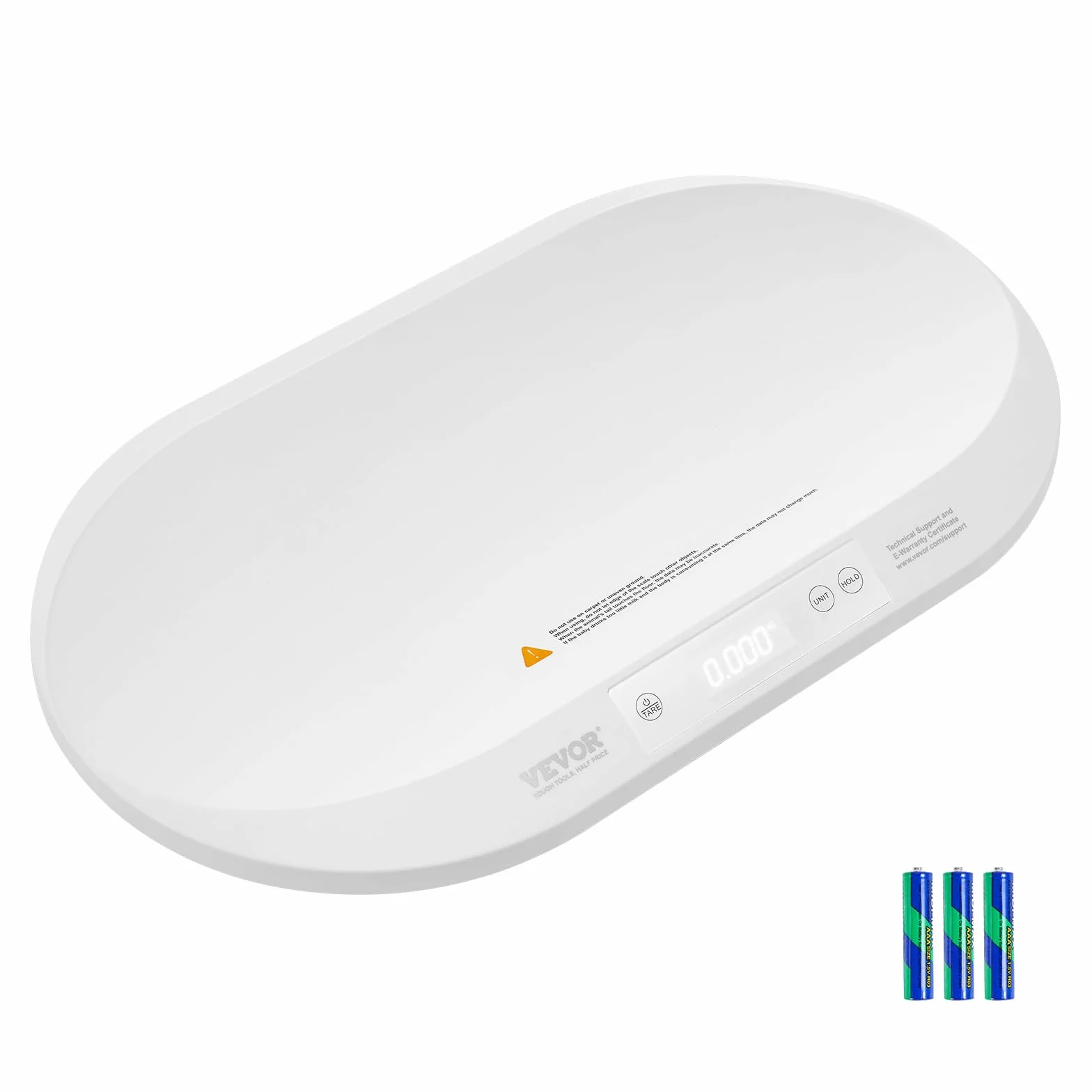 VEVOR Pèse-bébé Numérique Bluetooth, Ruban à Mesure Intégré, Fonction Maintien et Tare, 40 kg, 5 Unités