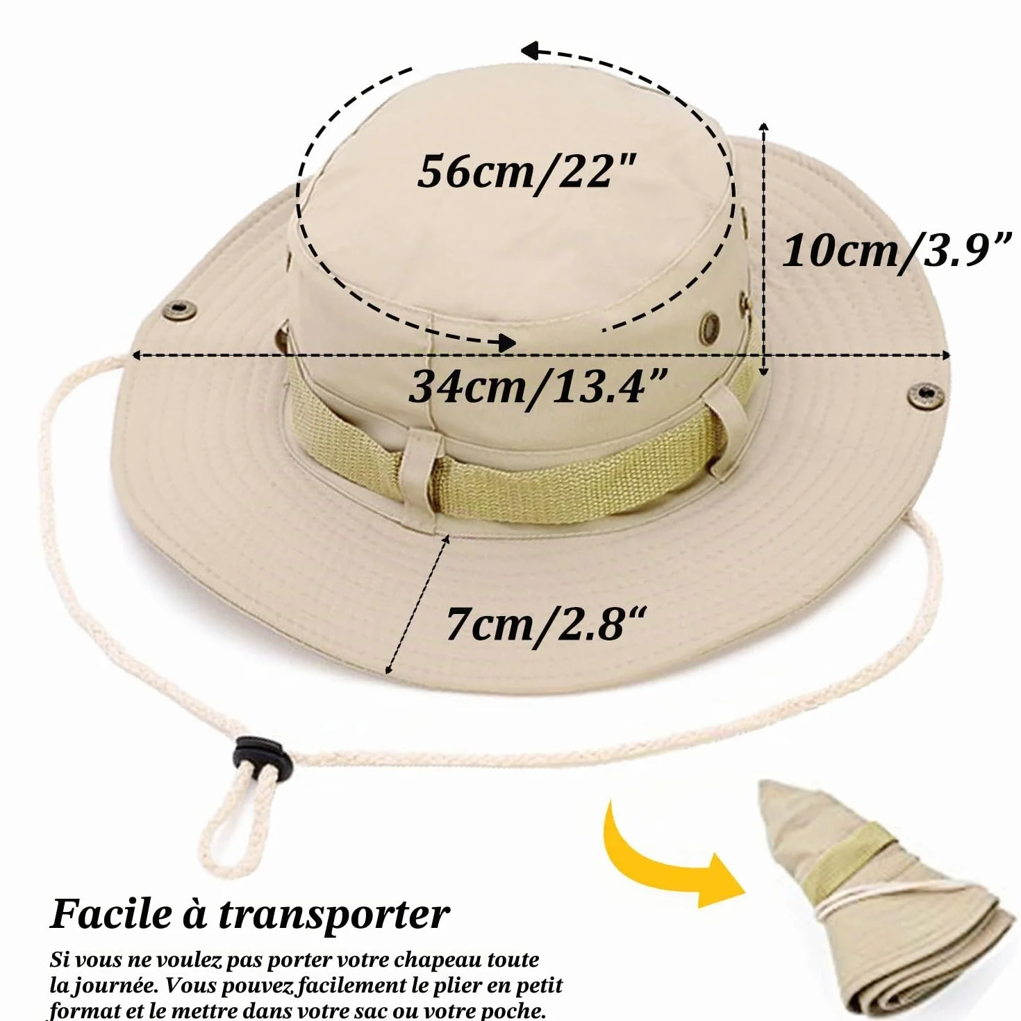 Favuit Chapeau de Protection Solaire à Large Bord Pliable Respirant pour Pêche Chasse Camping