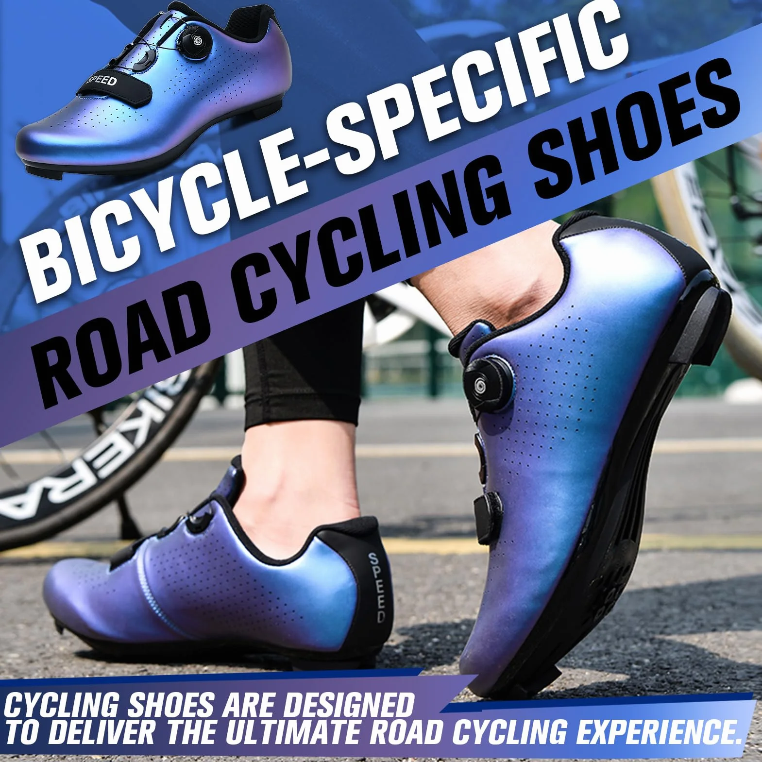 Chaussures Cyclisme Couleur Unie Hommes Femmes Route VTT Compatibles SPD SPD-SL Look