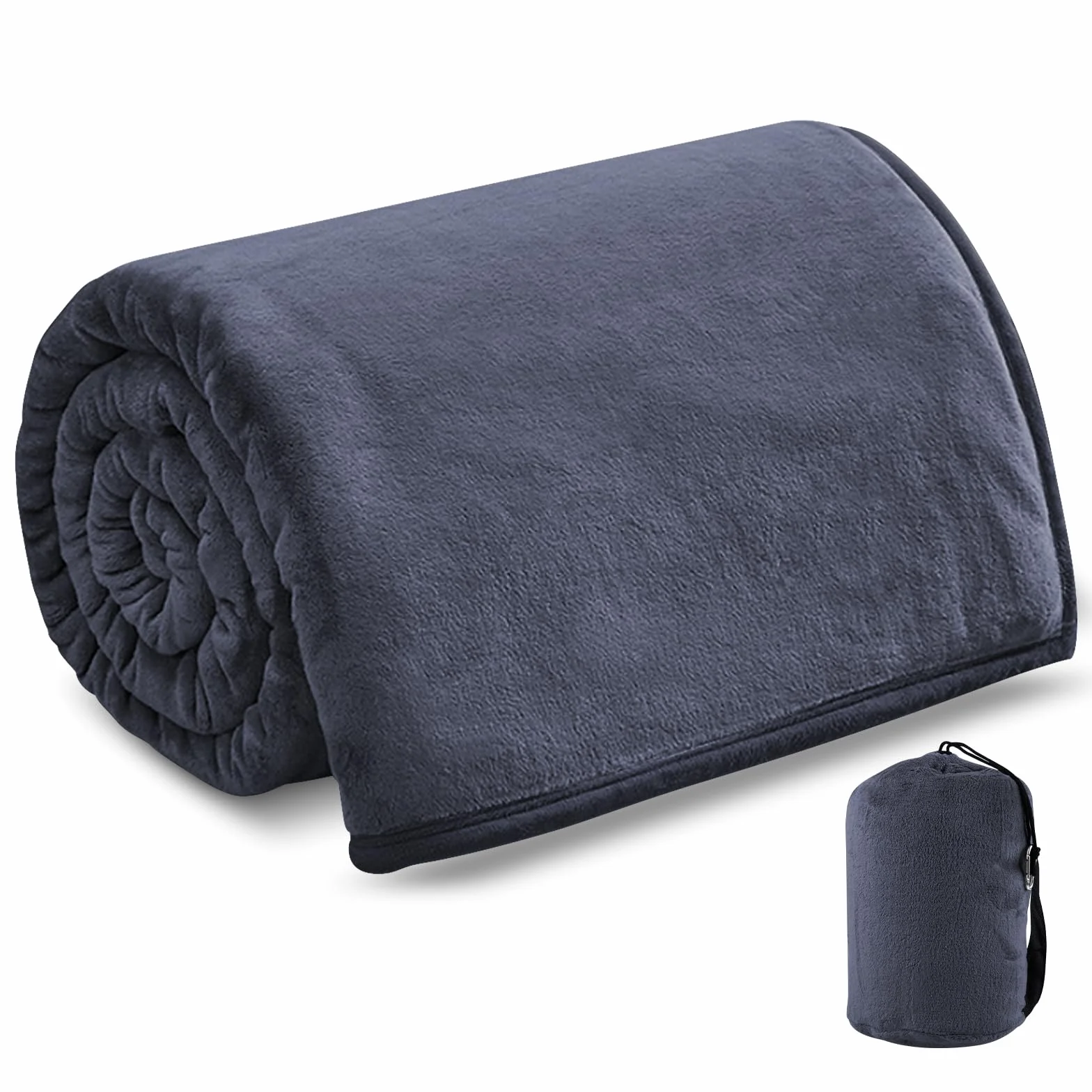 BORDEAG Couverture de voyage 2 en 1 Coussin transformable 127 x 152 cm Bleu foncé