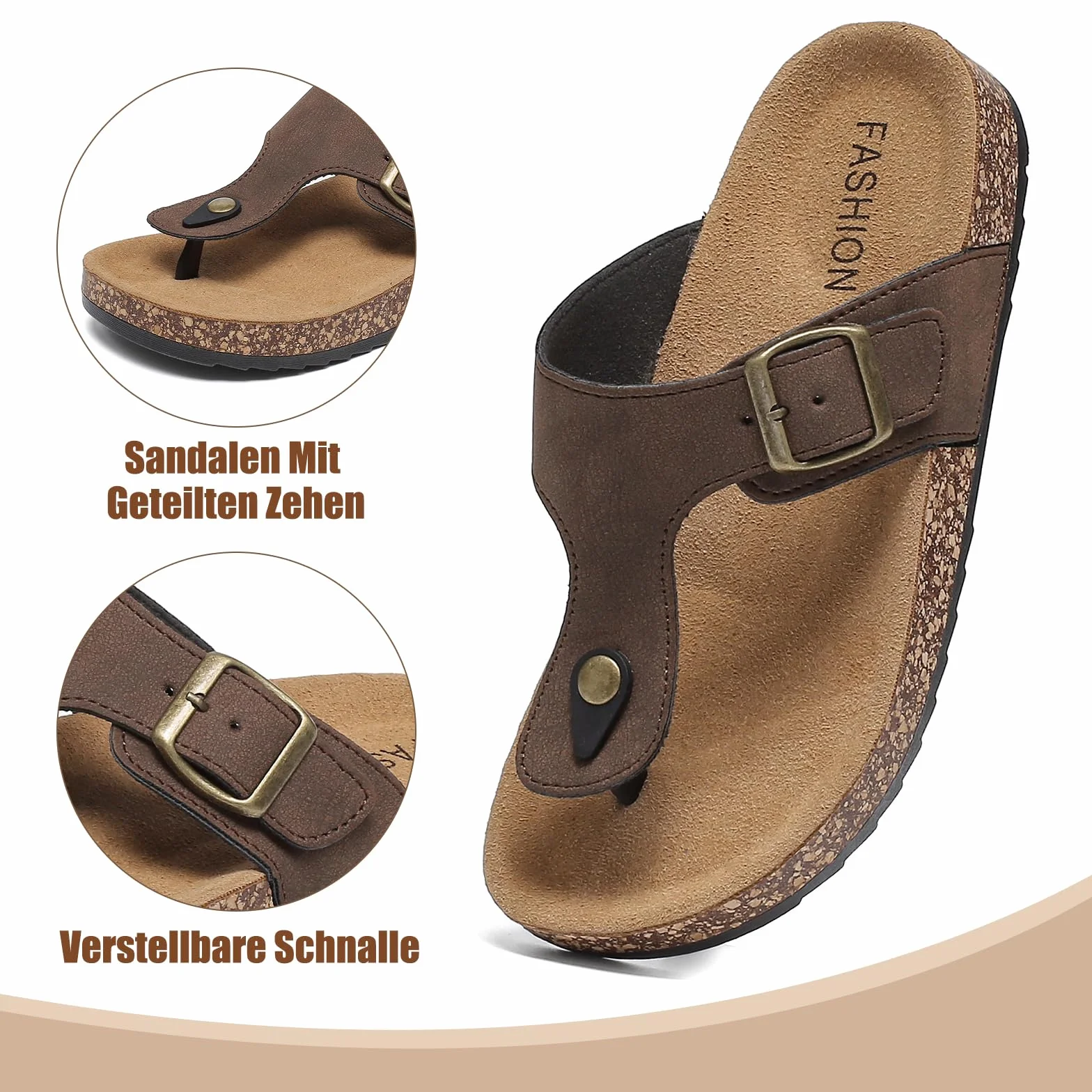 Sandales Mules Antidérapantes Femmes Homme avec Soutien de Voûte en Suède et Liège Été