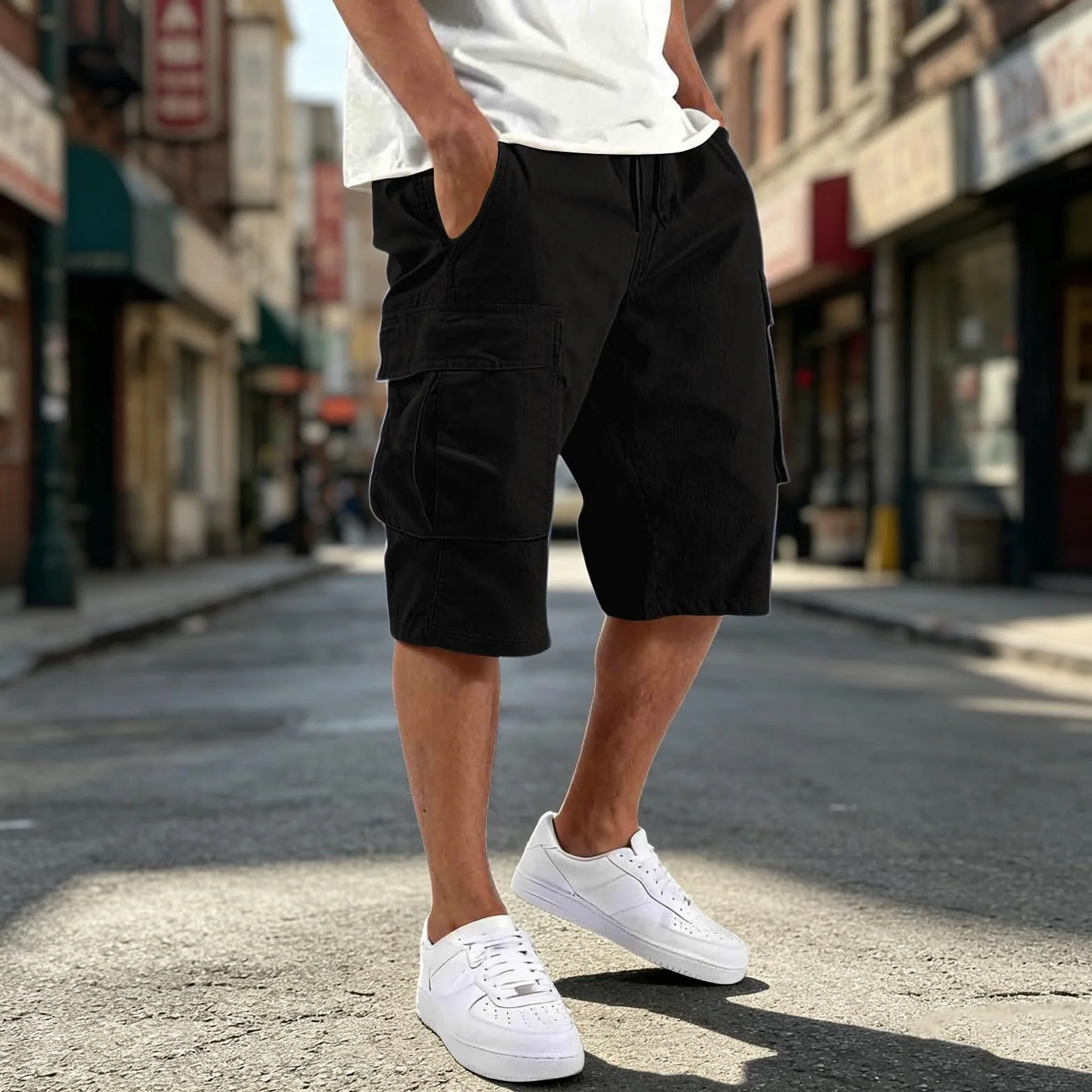 Bermudas Cargo Homme Pantacourt Sport Elastique Militaire Poche Travail Randonnée
