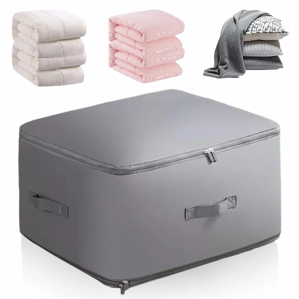 Housse Sous Vide pour Couette, Sac de Compression Voyage Auto-Compression Ultra Peu Encombrant (Gris, XL)