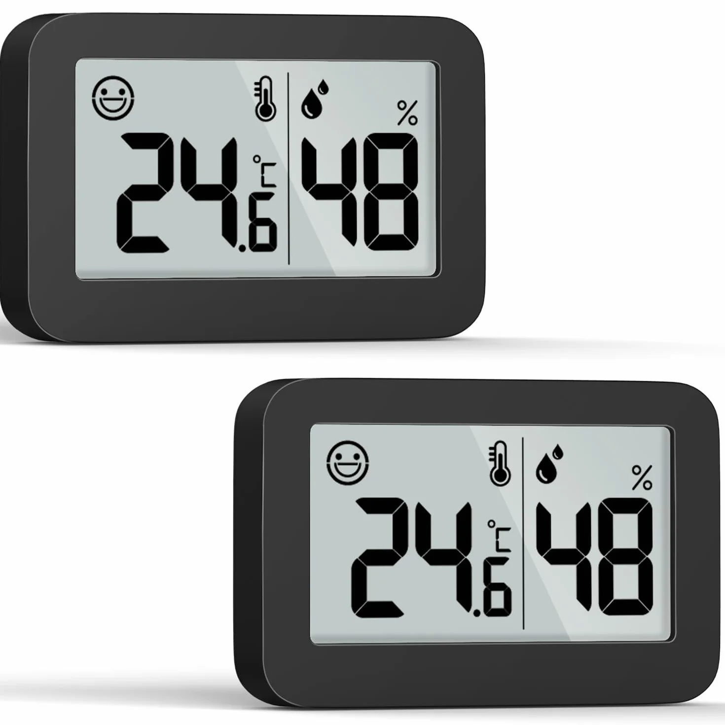Mini hygromètre thermomètre d'intérieur, jauge d'humidité avec ℃, moniteur de température numérique pour serre (2, Noir, 5cm)
