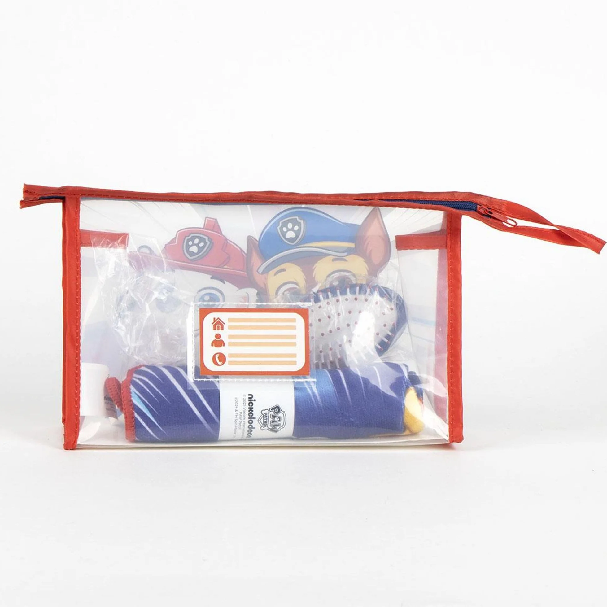 Trousse de Toilette Paw Patrol pour Voyage, Rouge/Bleu, Transparente avec Fermeture éclair