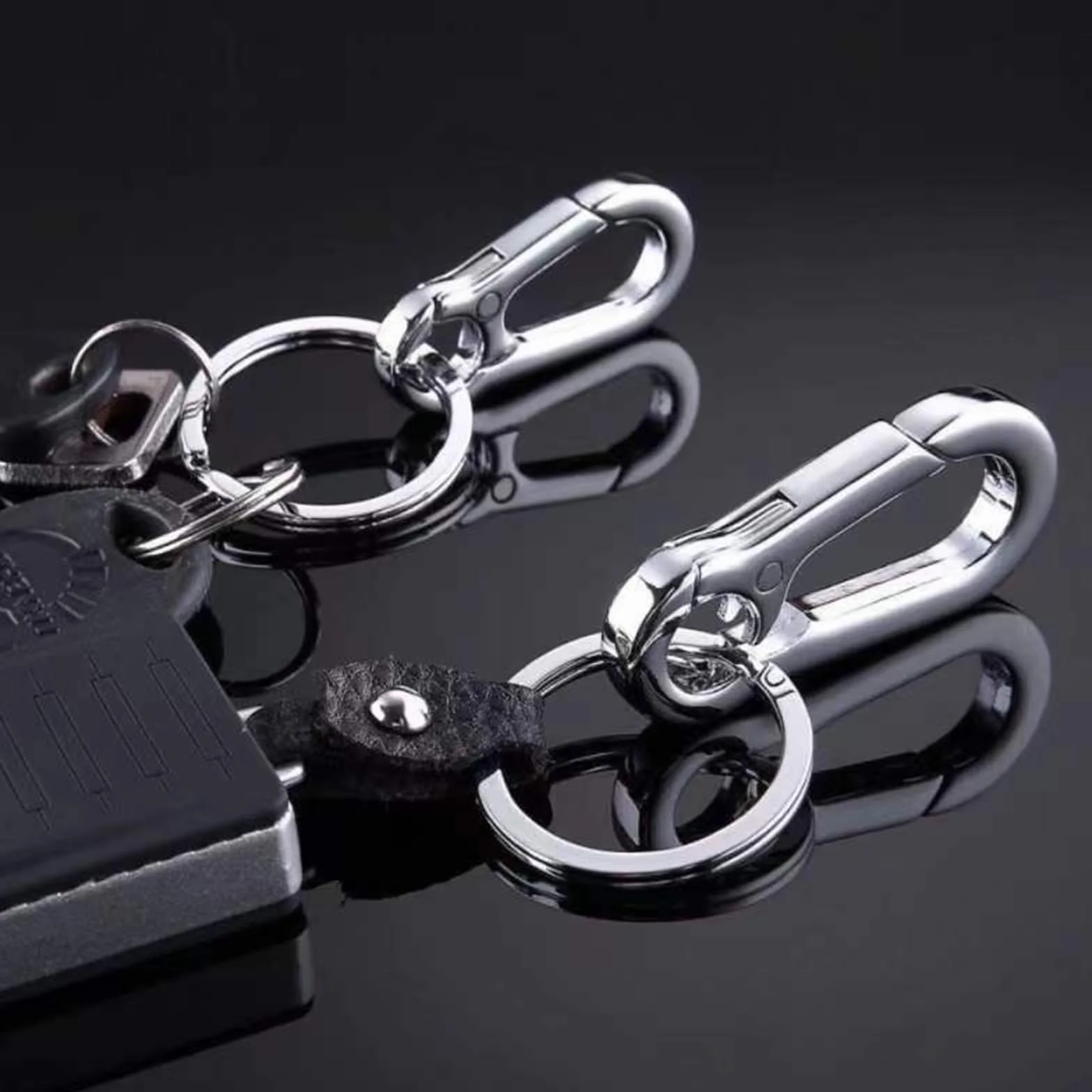 Mousqueton Porte-Clé Anti-Rouille 2 Pièces Gris-Noir