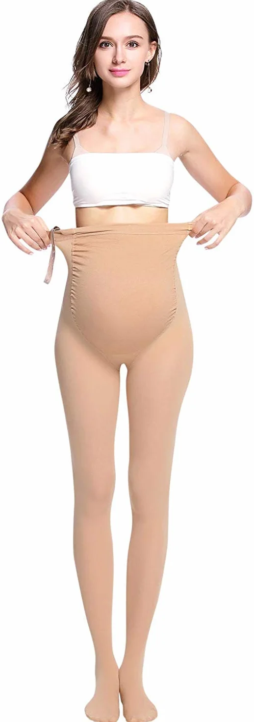 Collants Maternité Opaques 320D Legging Grossesse Femmes Enceintes Bande Ajustable Taille 2 Pack