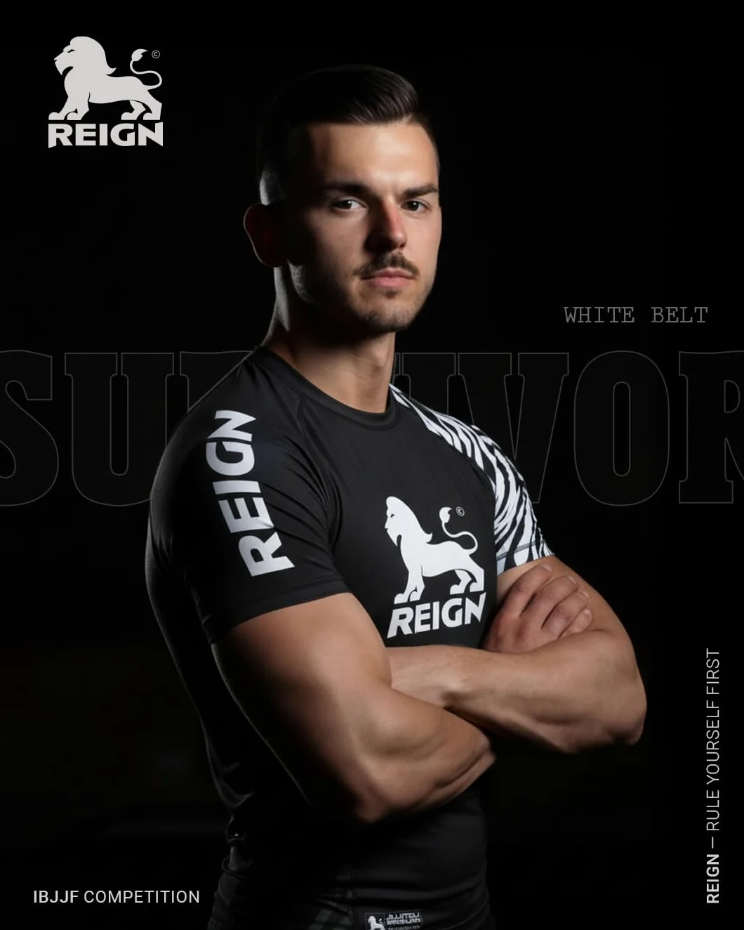 REIGN Rashguard MMA BJJ Homme Ceinture Blanche