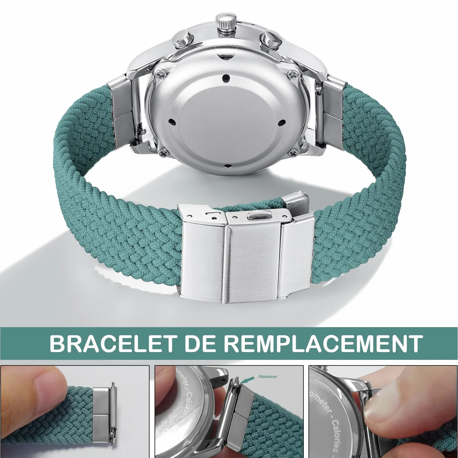Hearkent Bracelet en Nylon élastique 18/20 mm Style Sport Unisexe Ajustable pour Montres