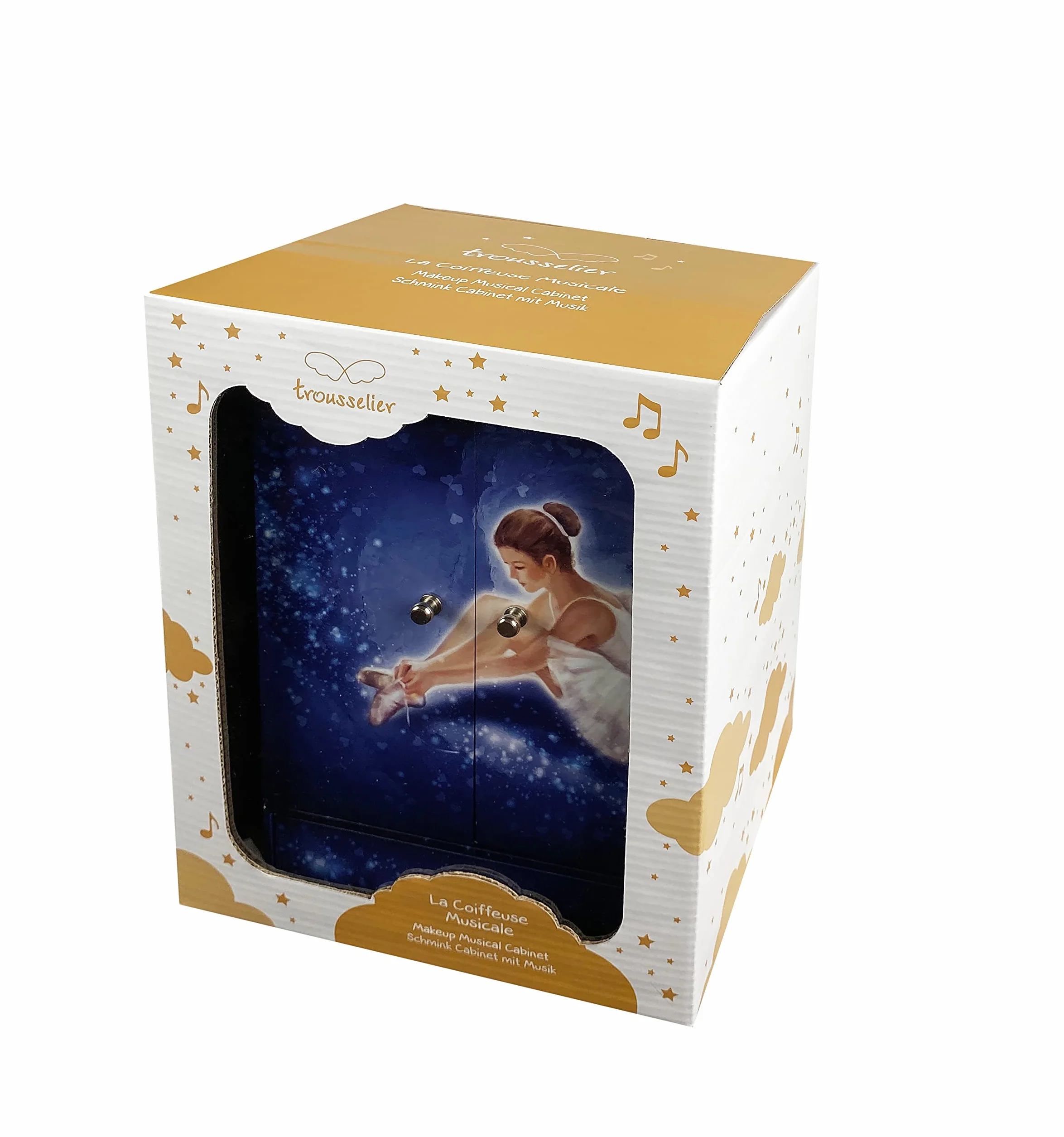 TROUSSELIER Grande Boîte à Musique Danseuse Étoile Ballerine Coffret Bijoux Fille Bleu Marine