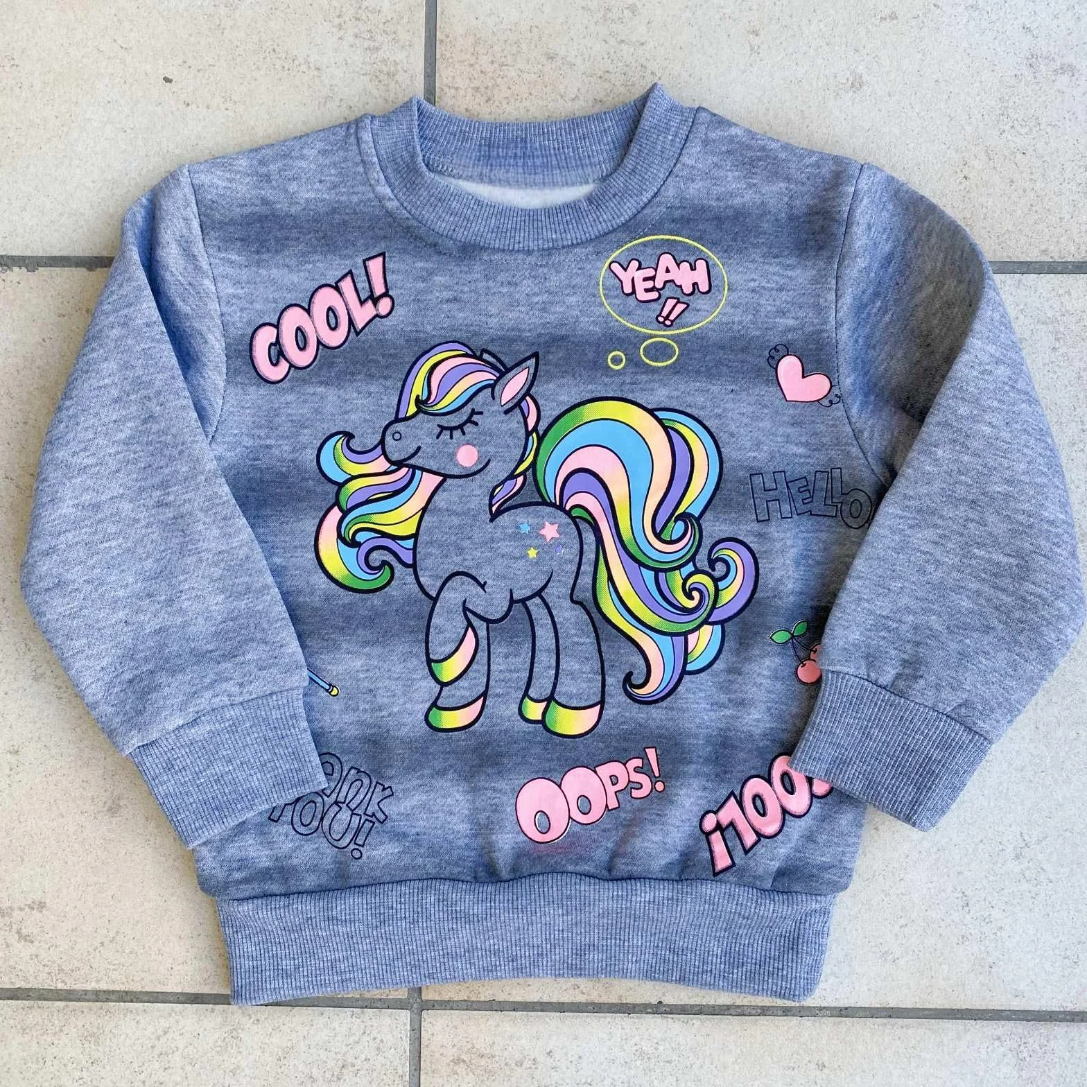 Elim Ensemble survêtement fille imprimé sweat manches longues col rond pantalon jogging enfant