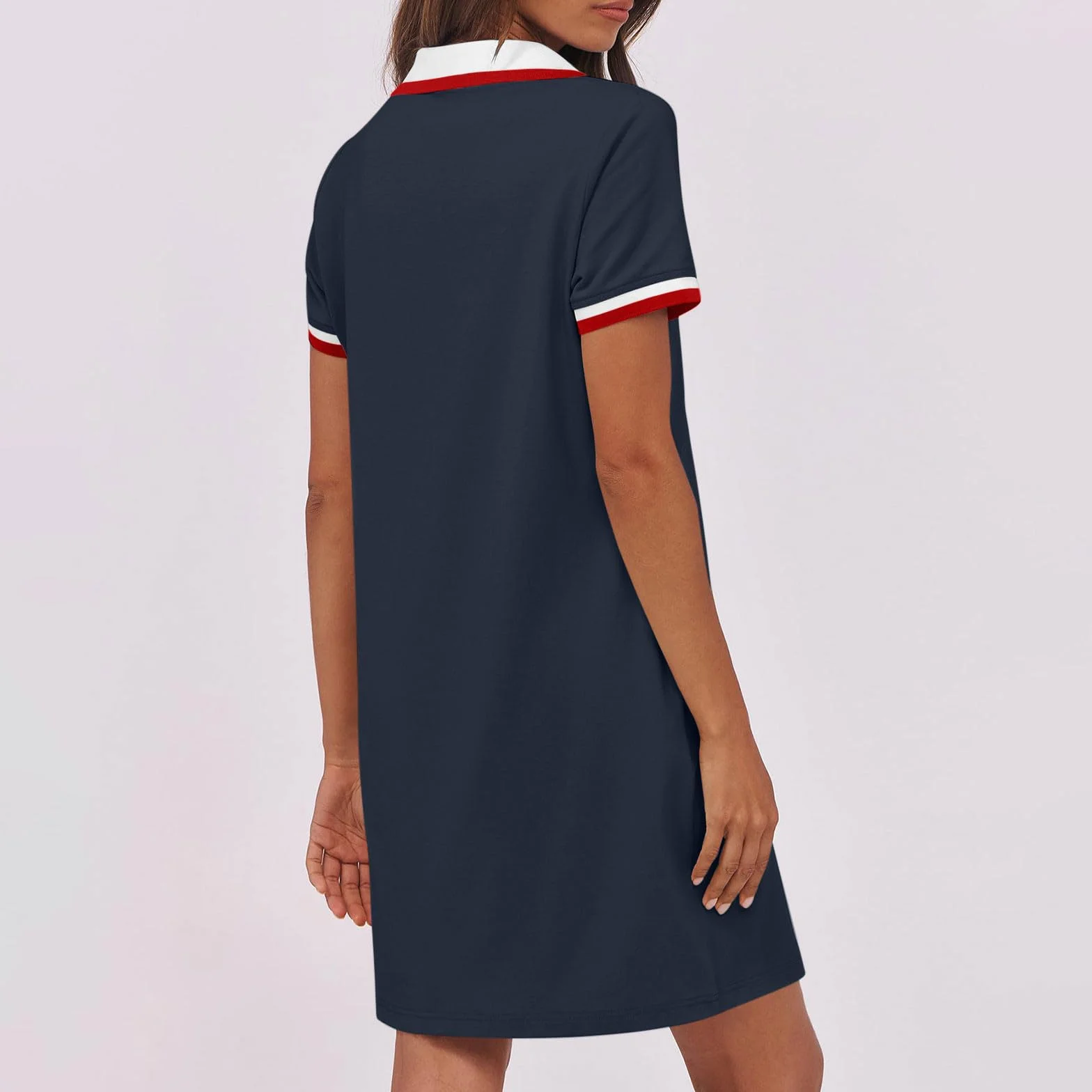 Robe polo femme manches courtes longueur genou sport été golf tennis couleur unie avec poches
