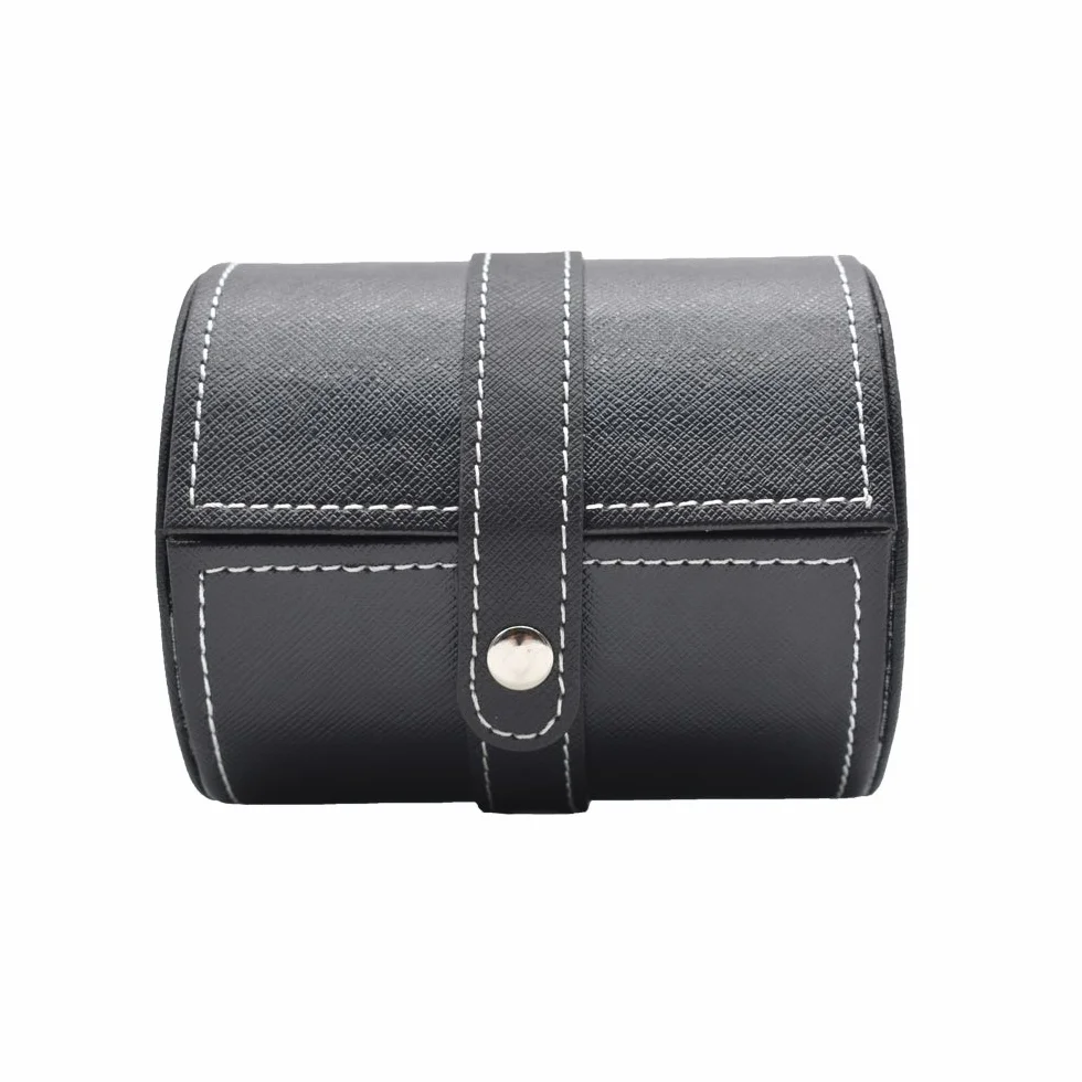 Etui de rangement pour cravate en cuir noir forme cylindre