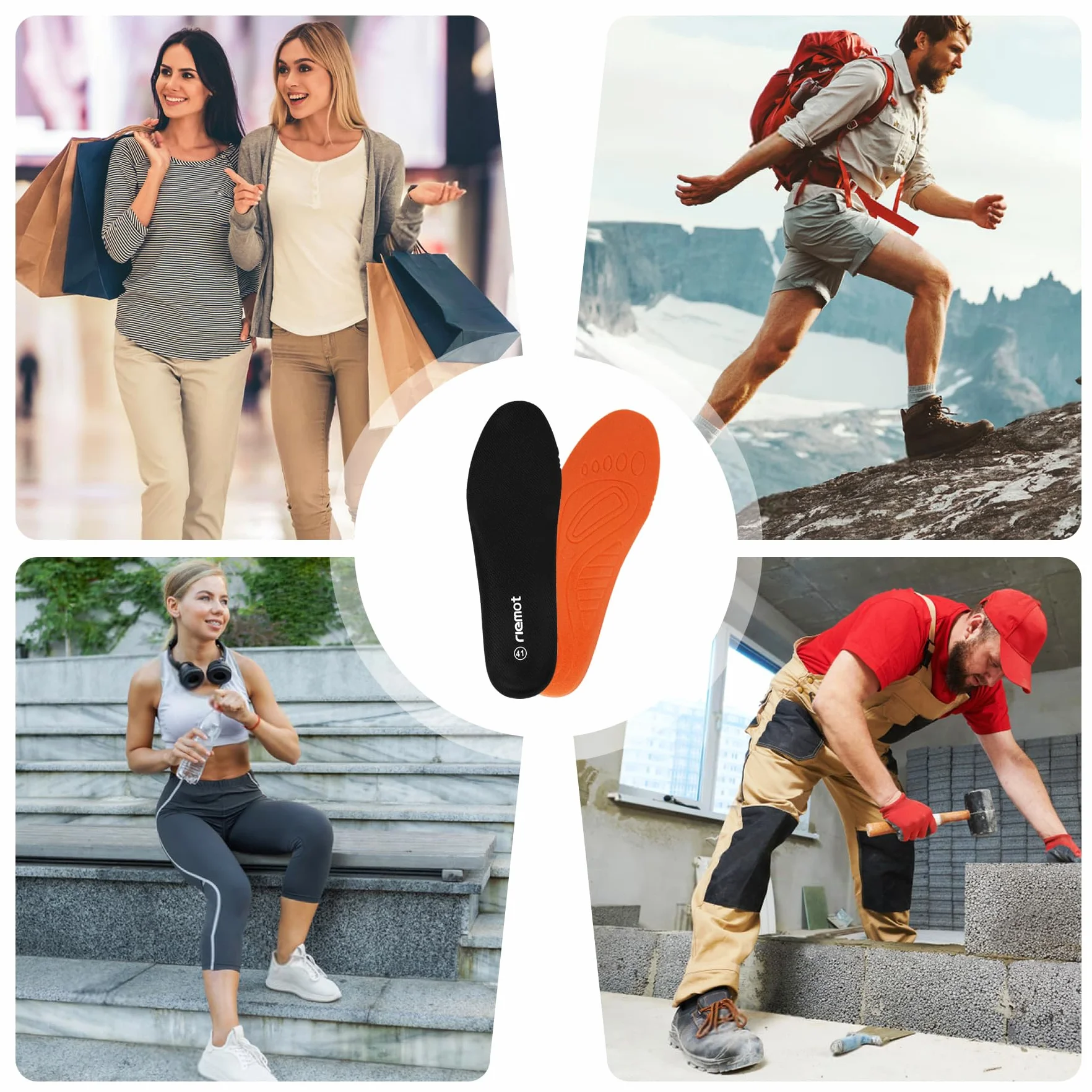 riemot Semelles Chaussures Confort à Mémoire de Forme, Absorption des Chocs, Anti-Odeur EU 36-46