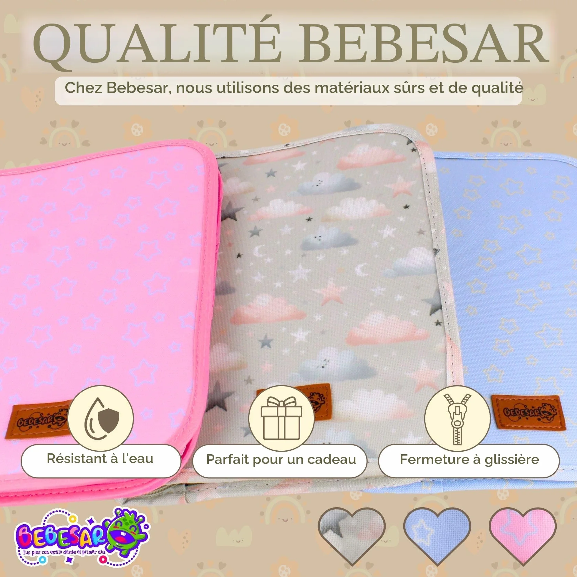 Protège Carnet de Santé Bébé Imperméable Pochette Carnet de Santé Beige