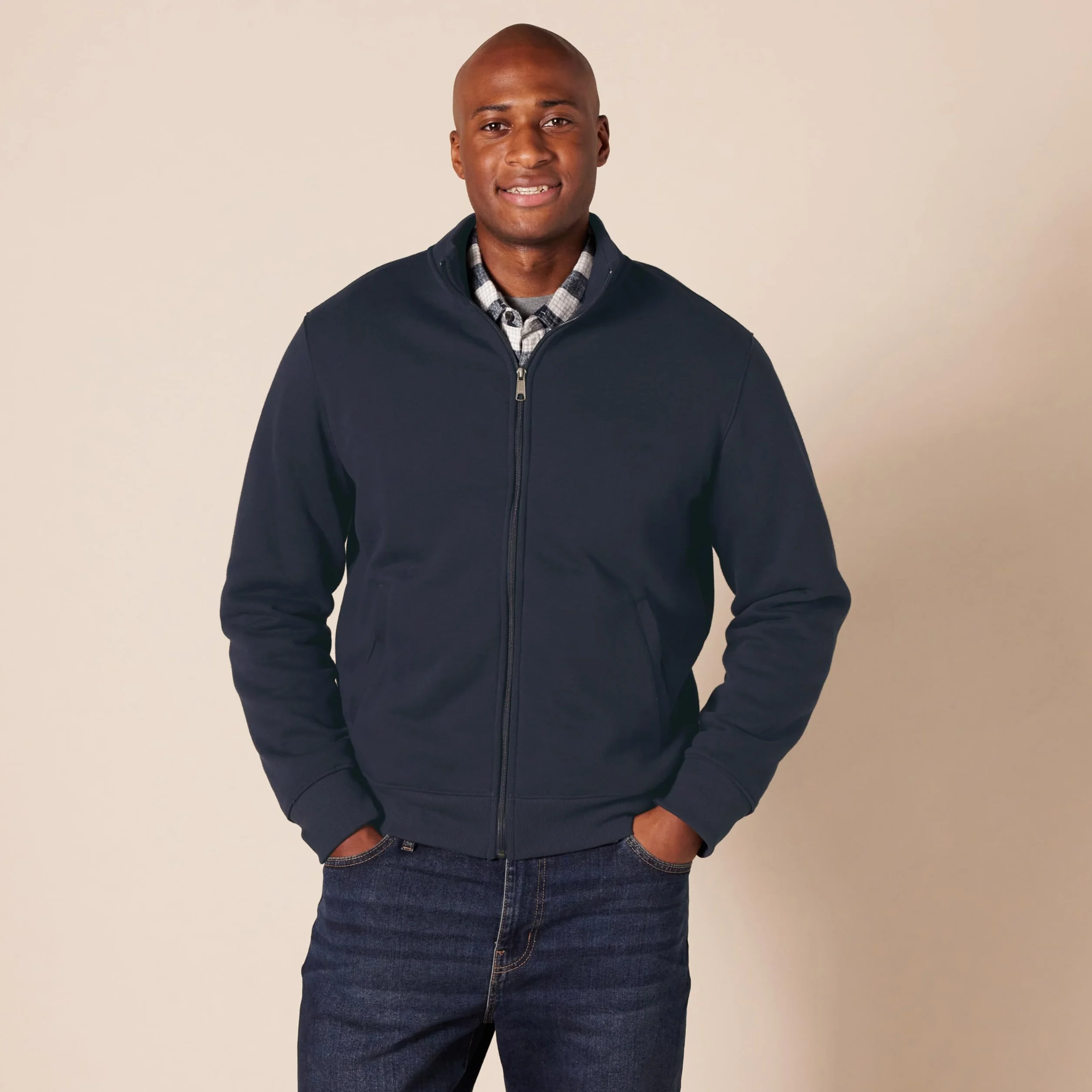 Amazon Essentials Sweat-shirt Polaire Zippé Col Montant Homme Coupe Classique