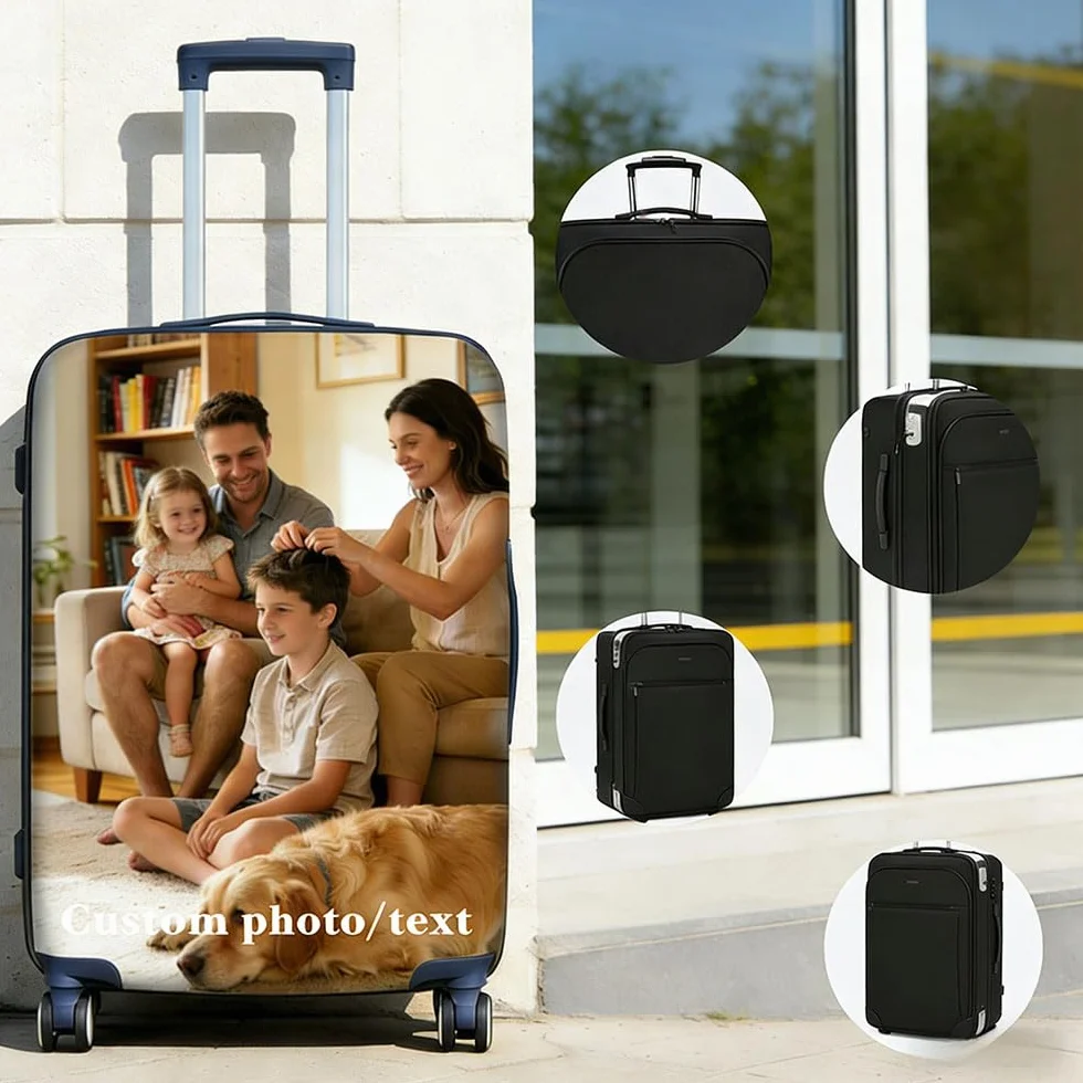 Housse de Valise personnalisée 18-32 Pouces avec Photo Texte Logo Accessoire de Voyage