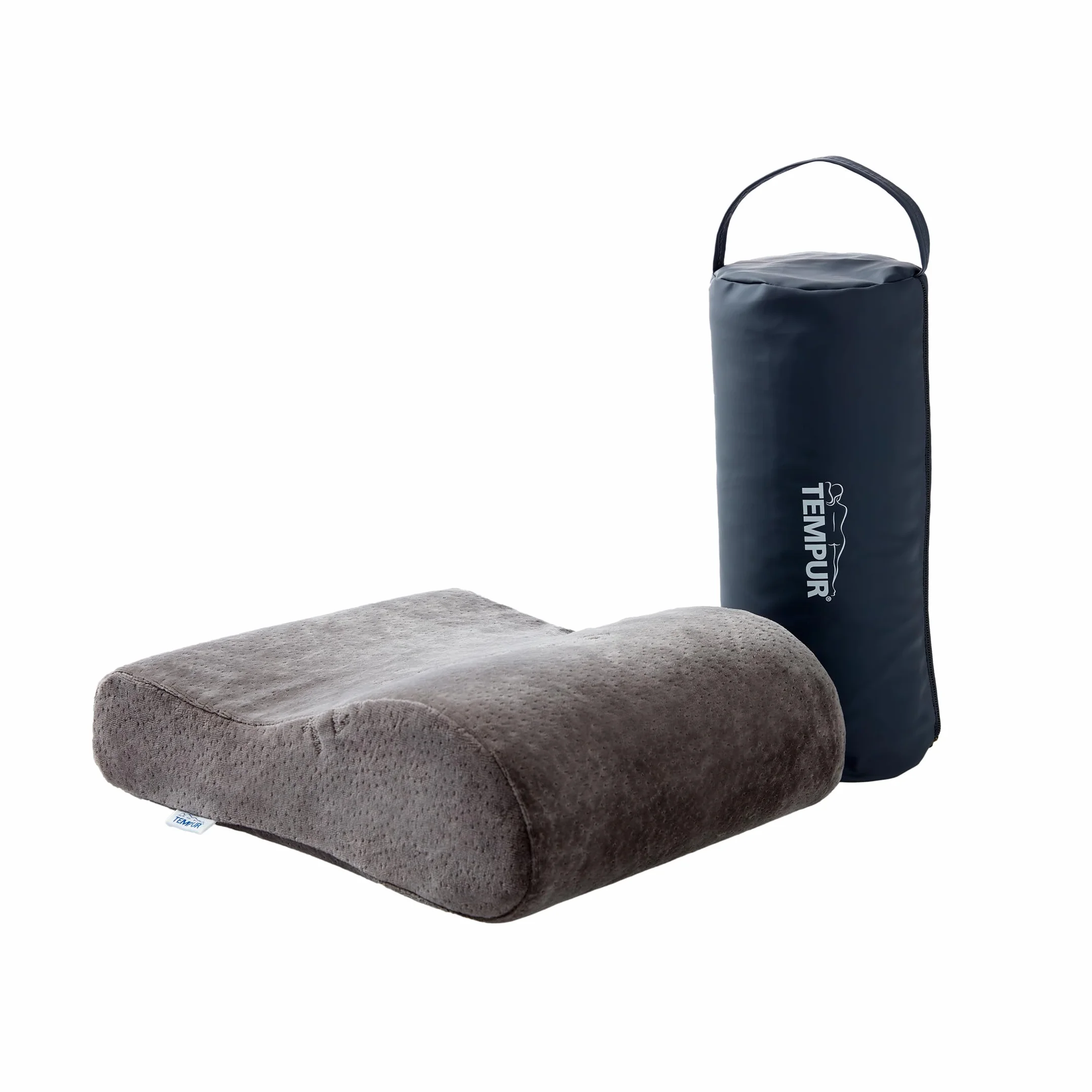 TEMPUR Coussin de Voyage Ergonomique Mémoire de Forme Sac Transport Anthracite 25x31x10/7 cm
