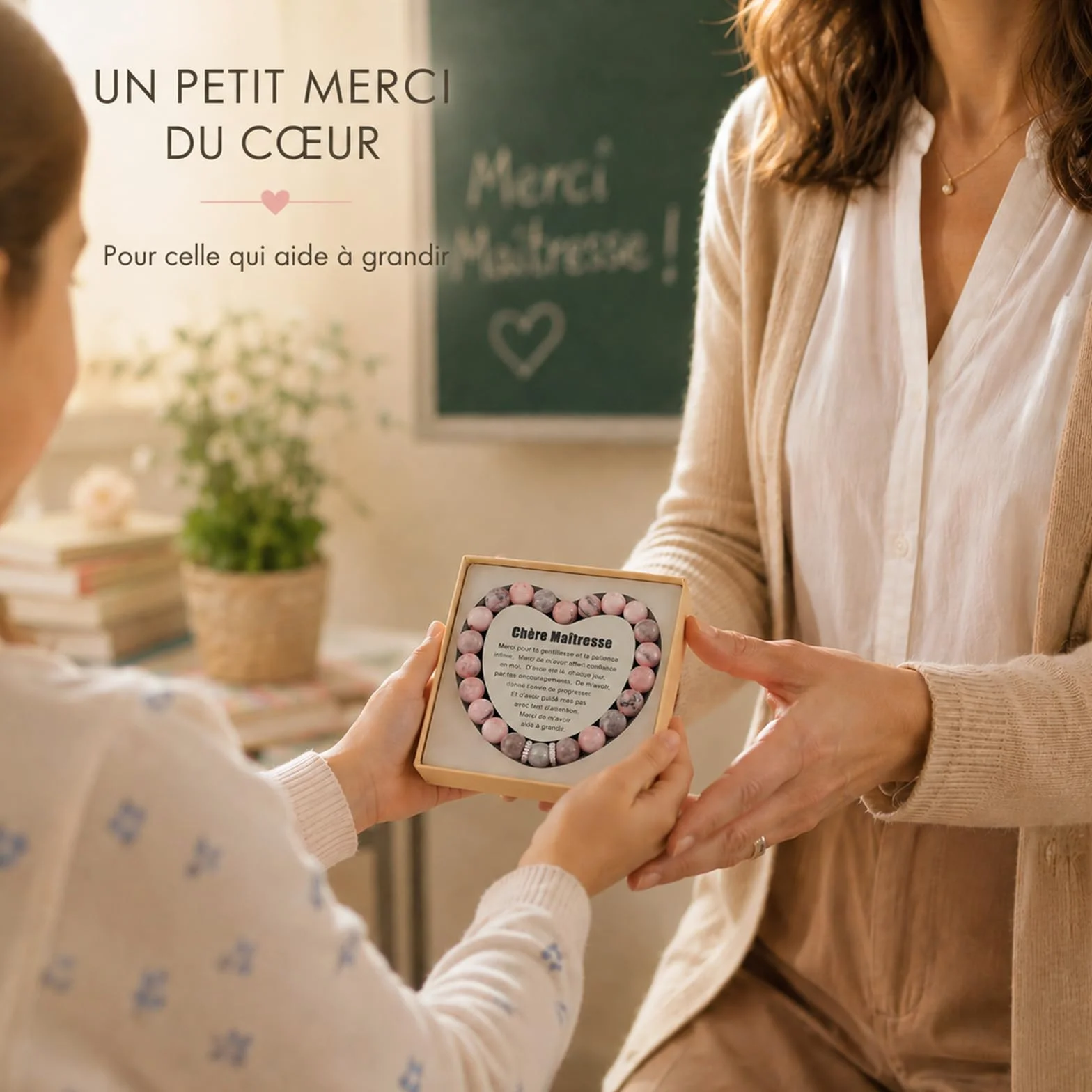 Bracelet pour Maman Cadeau Fete des Meres Coffret en Forme de Cœur