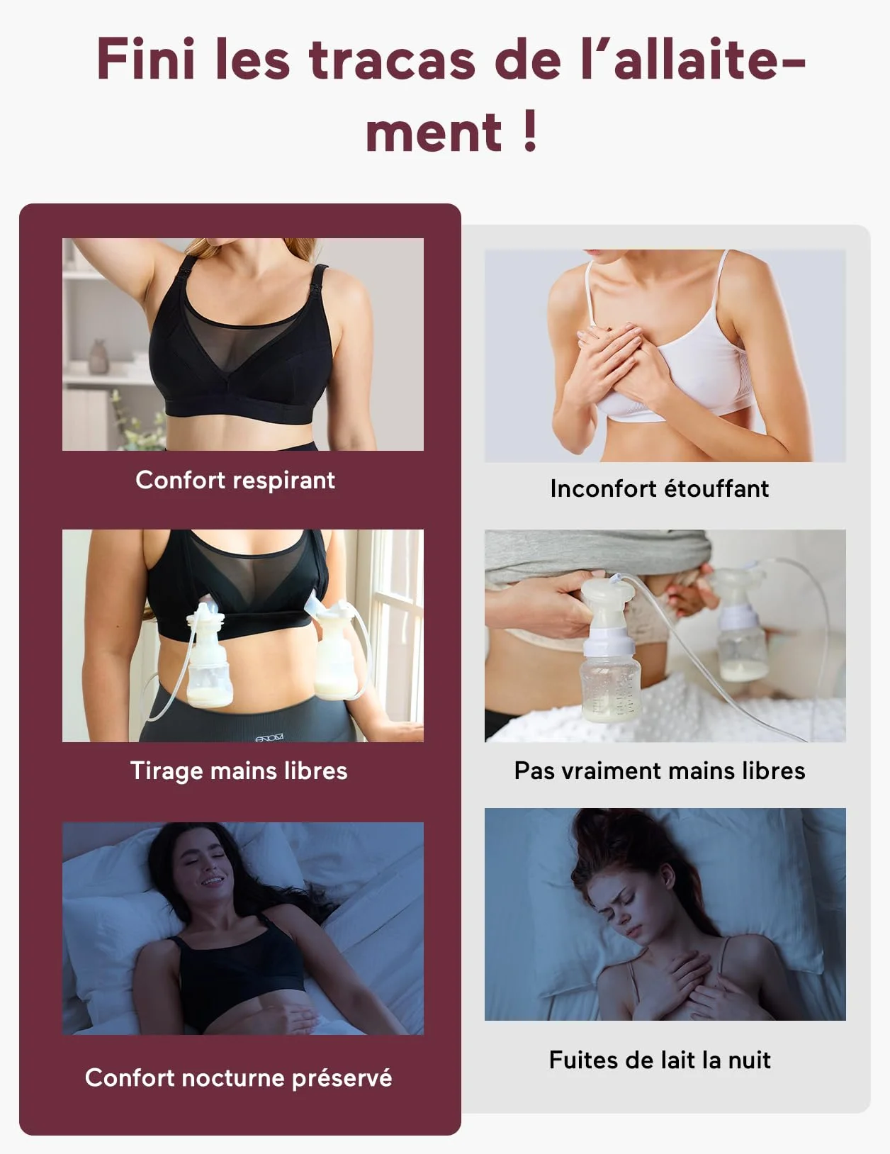 Momcozy Soutien Gorge Allaitement Tire Lait Mains Libres Maille Respirante Grande Taille 95C-115E Brassière 2 en 1